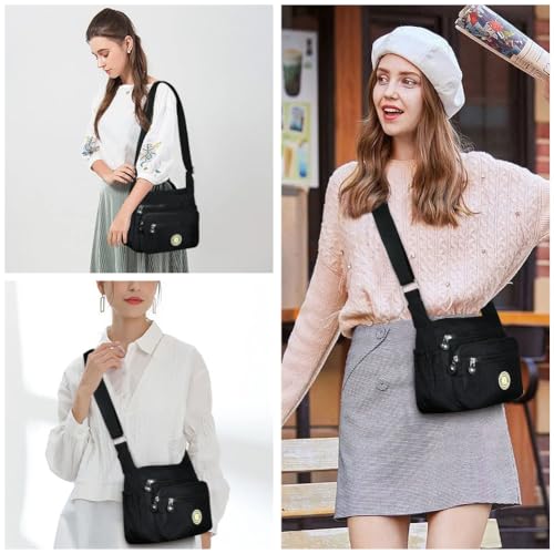 Thumbnail 1 de Aucuu Bolso Bandolera Mujer Impermeable de Nailon Gris: gran capacidad y versatilidad para viajar, trabajar y comprar