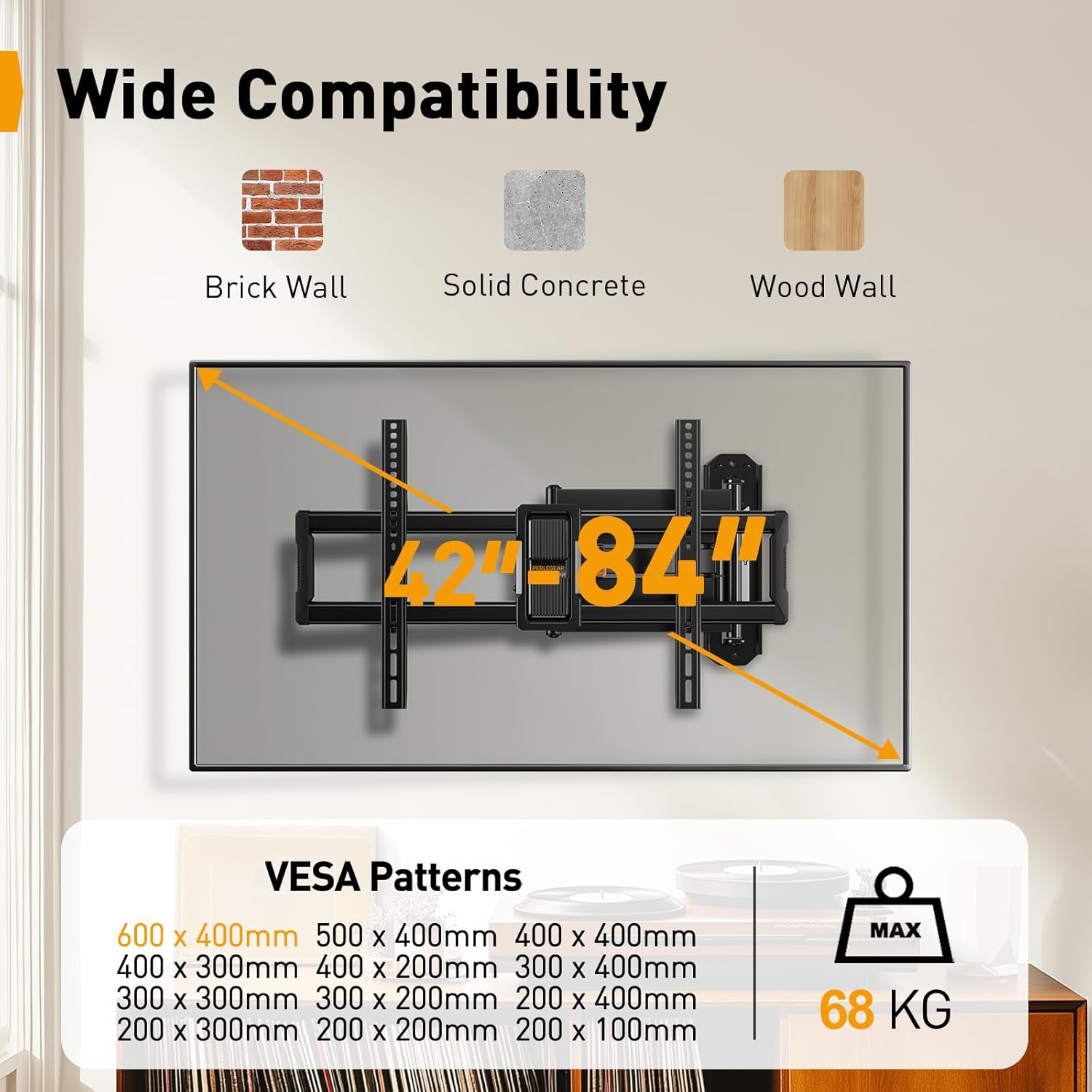 Thumbnail 1 de Perlegear TV Wandhalterung 943 mm Auszug 📺