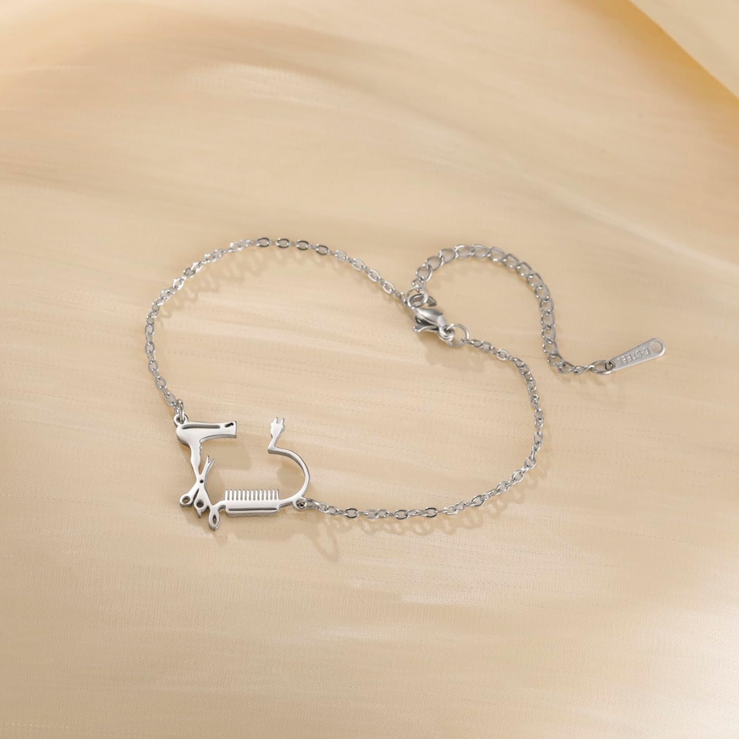 Detalle de EUEAVAN Friseurschere Kamm Haartrockner Armband – stilvolles Friseur-Schmuckarmband mit verstellbarer Länge