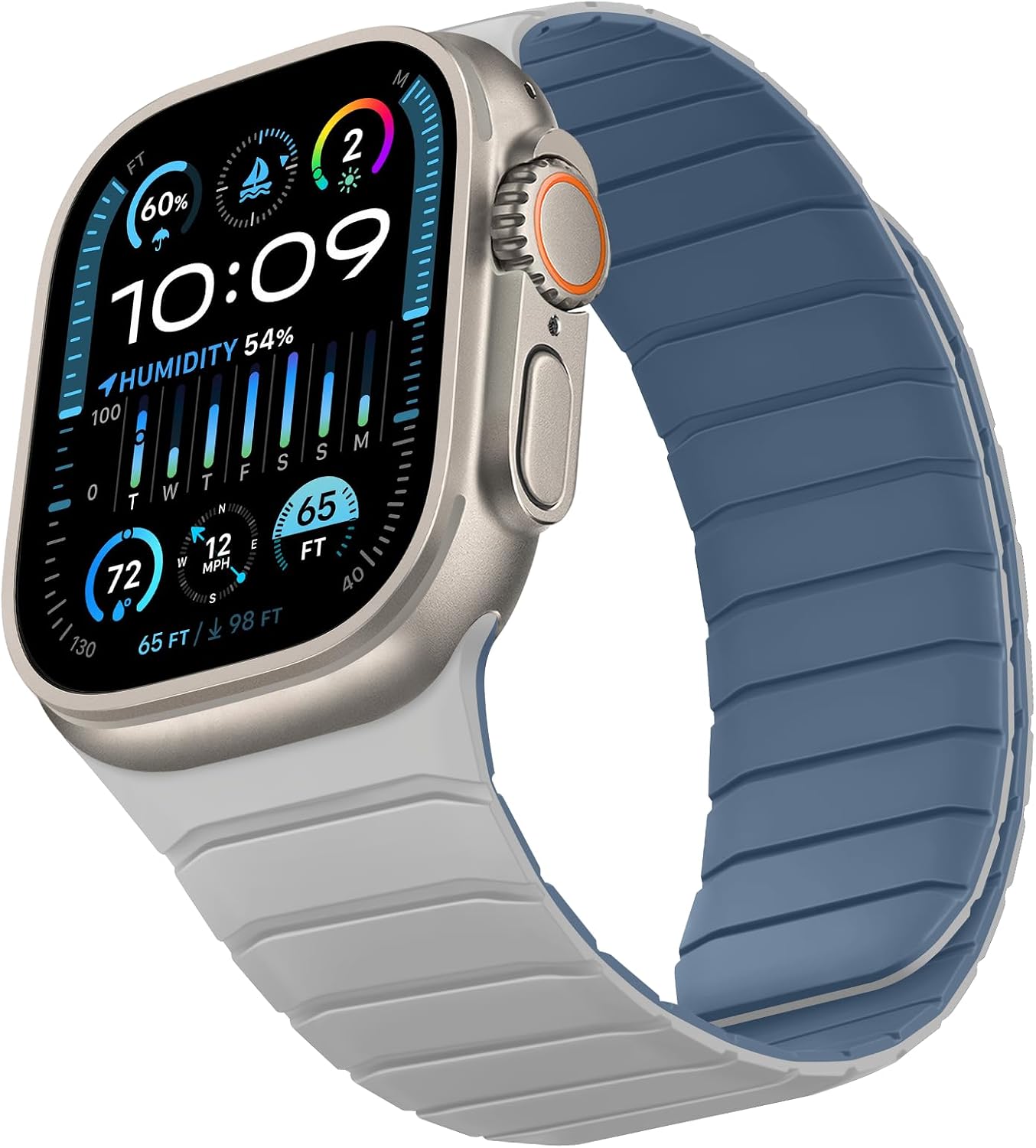 Detalle de Sixmoat Double Sided Reversible Strap for Apple Watch 38–42mm (Series 11/10 and more) – Misty Grey-Blue