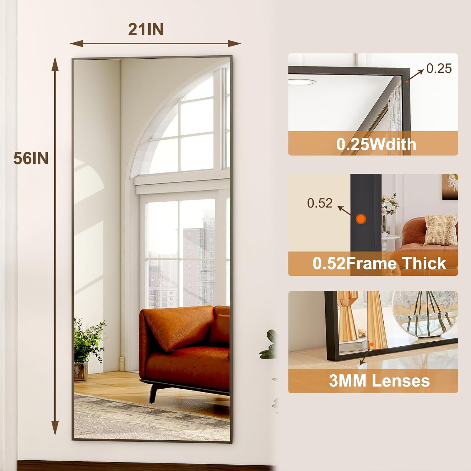 Detalle 2 de HARRITPURE Full-Length Mirror 21 x 56 in