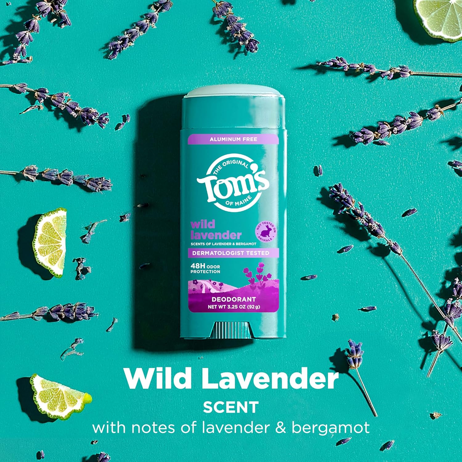 Detalle 2 de Tom’s of Maine Wild Lavender Aluminum-Free Natural Deodorant (2 Pack, 3.25 oz each) — 48-Hour Odor Protection