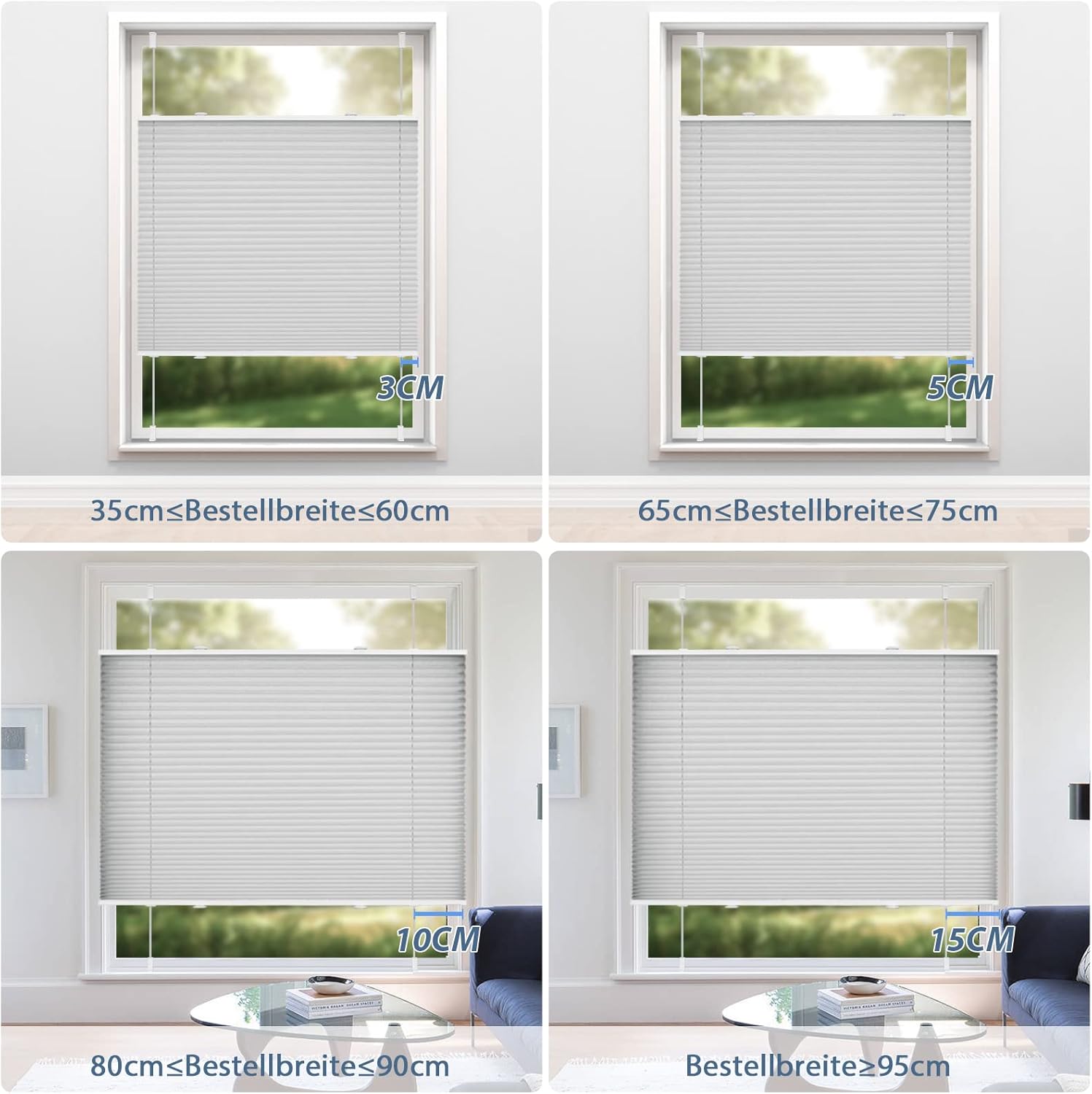 Thumbnail 5 de Plissee ohne Bohren Hellgrau B80 x H220 cm – Klemmfix Plisseerollo Blickdicht & lichtdurchlässig