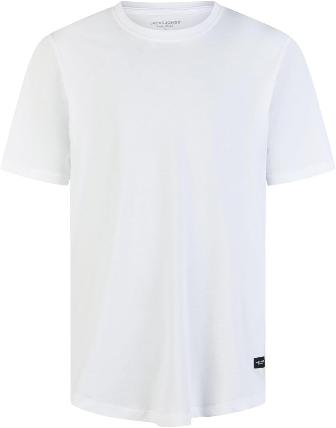 Detalle de JACK & JONES Herren Lang geschnittenes 3er-Set Basic T-Shirt aus 100% Bio-Baumwolle – Regular Fit