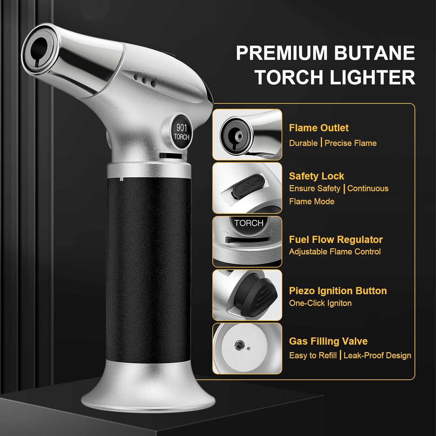Thumbnail 1 de TBTEEK Butane Torch Adjustable Flame for Cooking