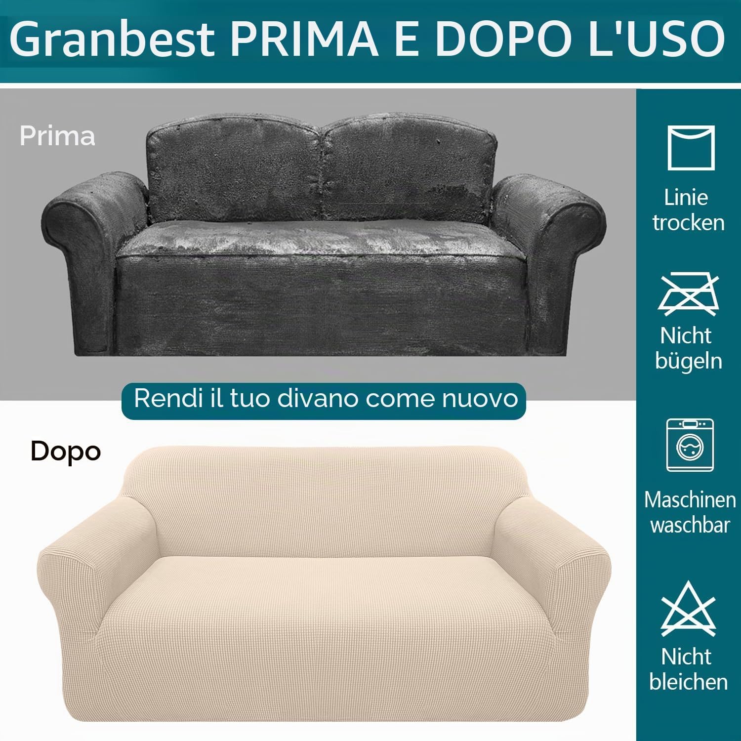 Thumbnail 4 de Granbest Copridivano Elasticizzato 3 posti Beige