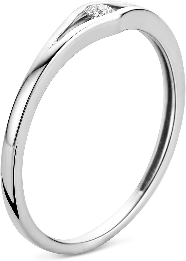 Detalle 2 de MIORE Bague de fiançailles solitaire en or blanc 9 carats avec diamant brillant 0,05 ct