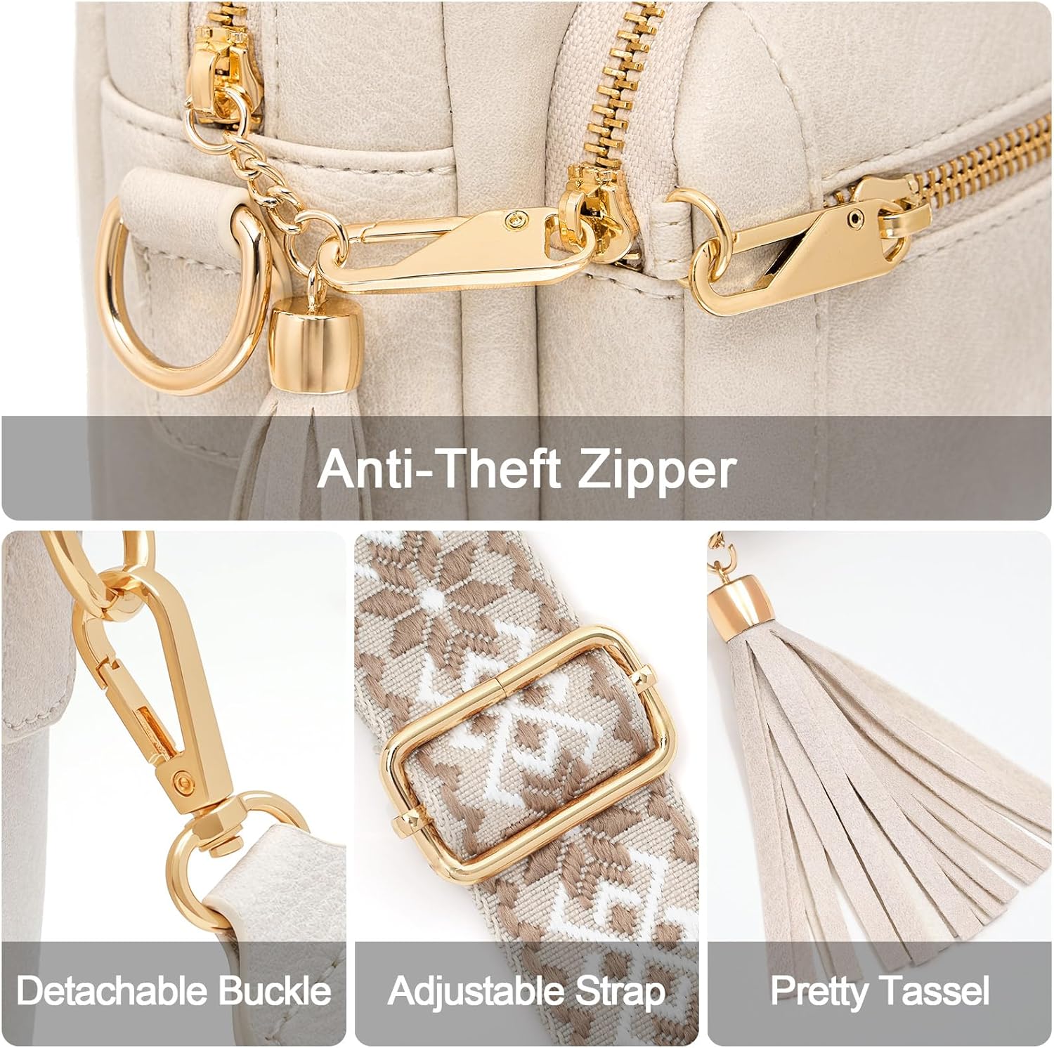 Thumbnail 4 de HILAEX Women’s Cross Body Bag with anti-theft clip and 4 zip compartments
