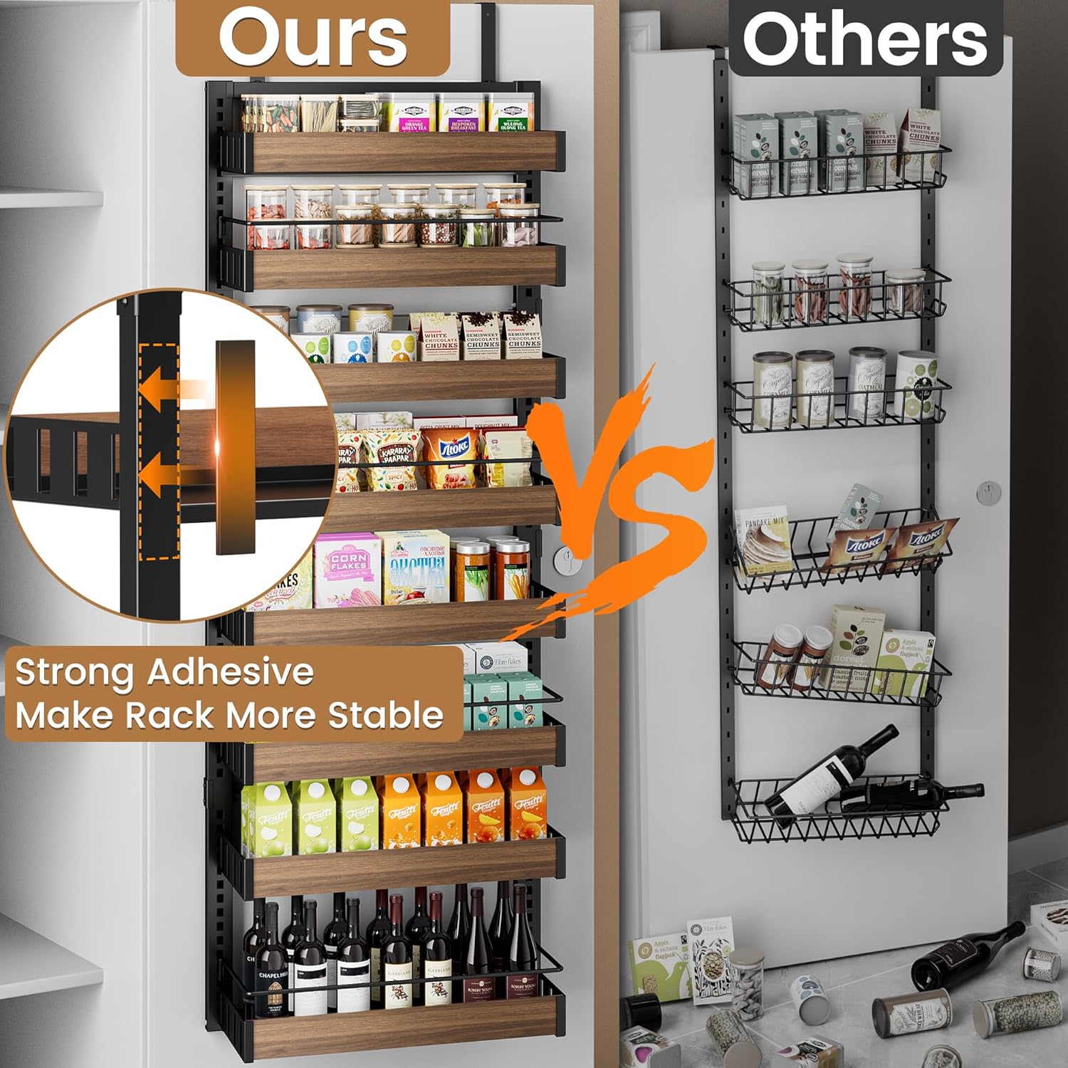 Detalle de POKIPO 8 Tier Over The Door Pantry Organizer (2-in-1 Wall Mount or Hanging Spice Rack Storage)