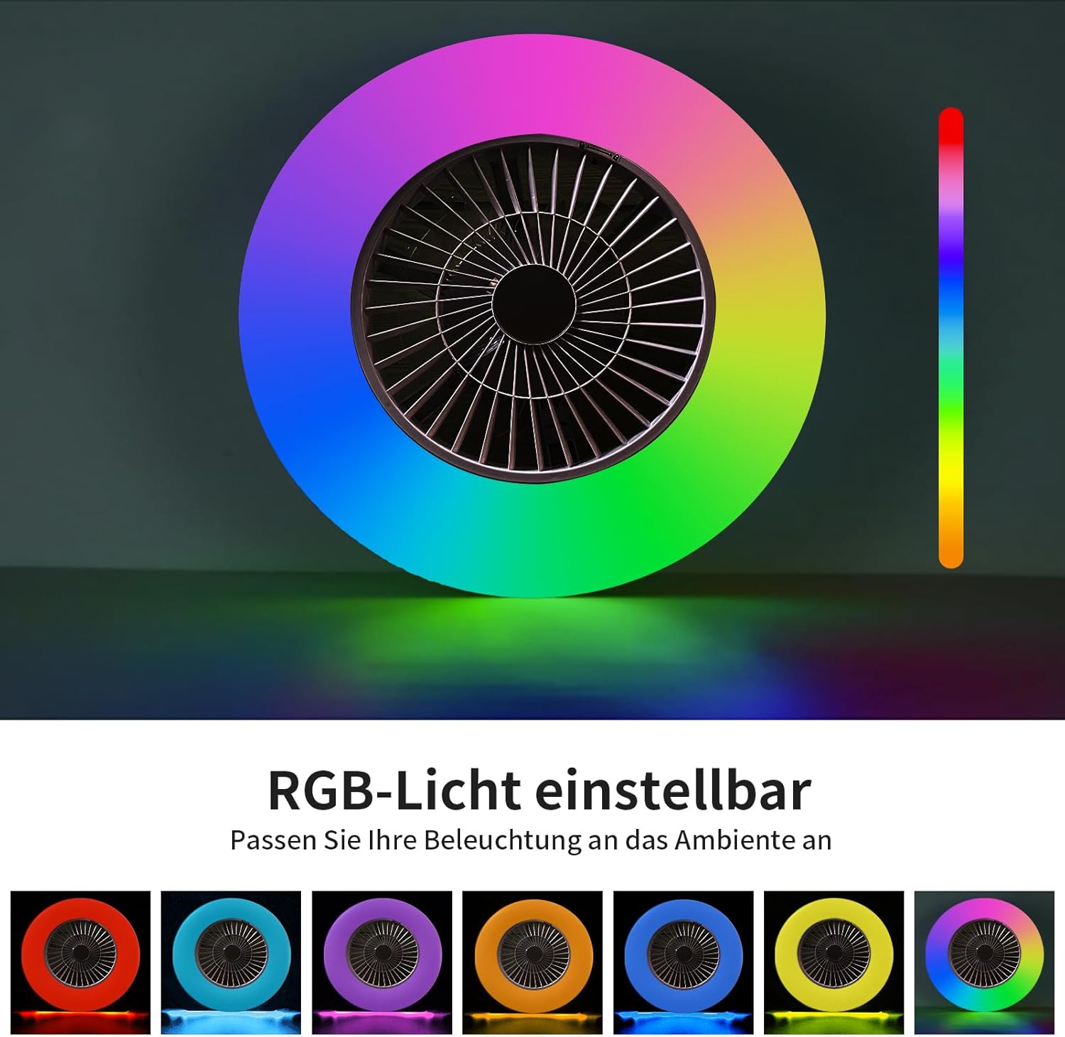 Thumbnail 1 de BKZO moderne RGB-LED-Deckenleuchte mit Ventilator (Ø 60 cm) – Tuya Smart & Alexa/Google, 3000–5500 K, schwarz