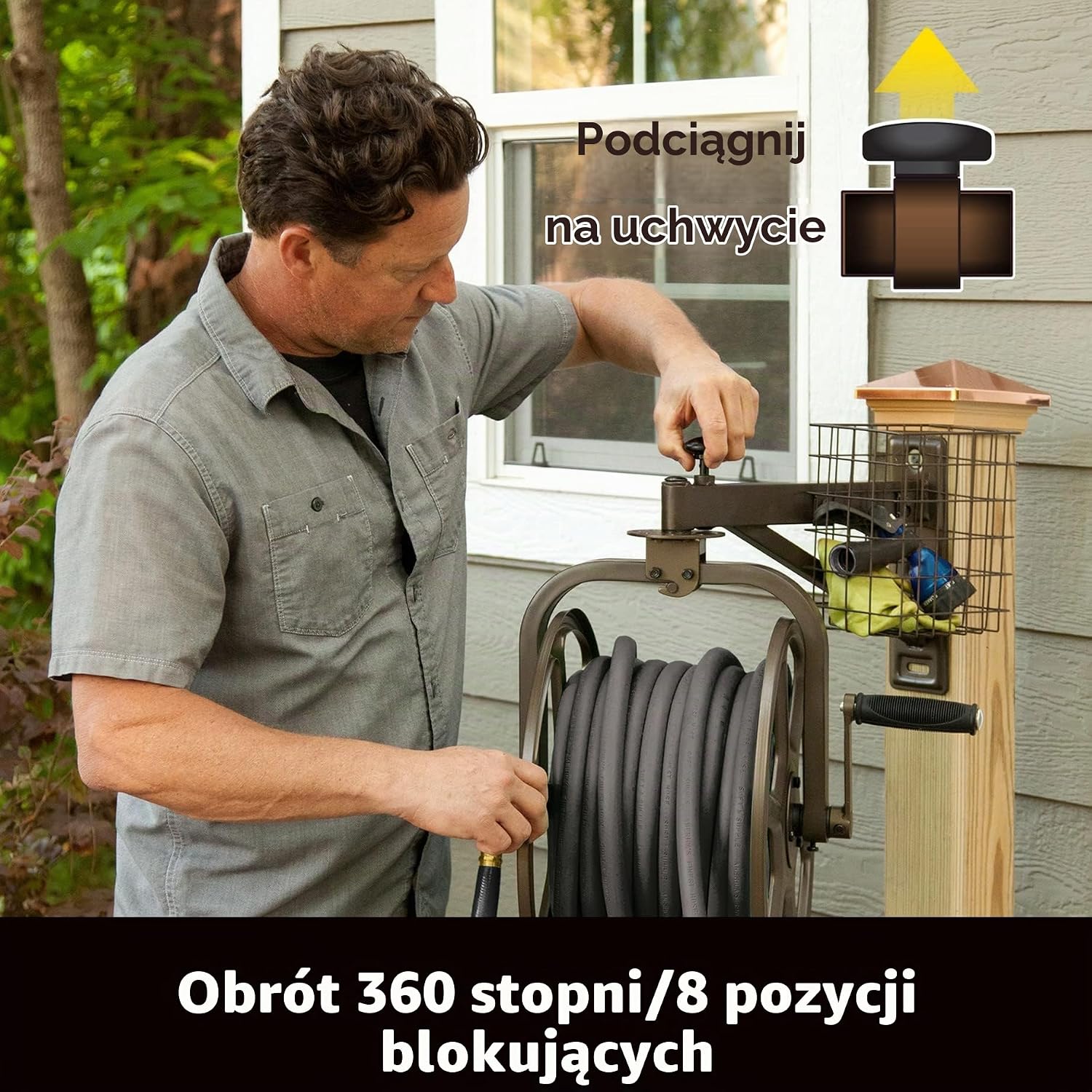 Detalle de Liberty Garden 712 obrotowy bęben ścienny na wąż, stalowy, brązowy