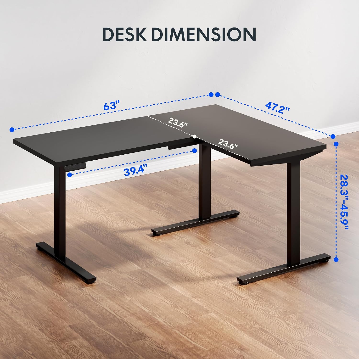 Detalle de FLEXISPOT L-Shaped Standing Desk 63 x 48