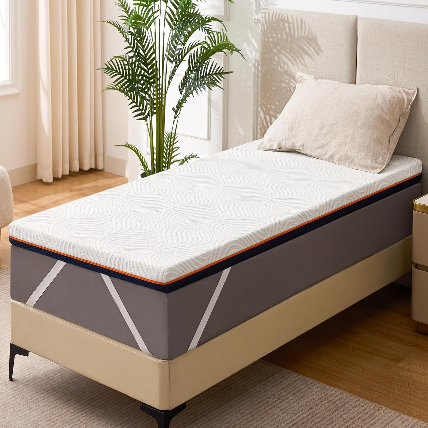Detalle de Solviente Surmatelas Mémoire de Forme 80x200cm – Gel Infusé, 10 cm, Haute Densité