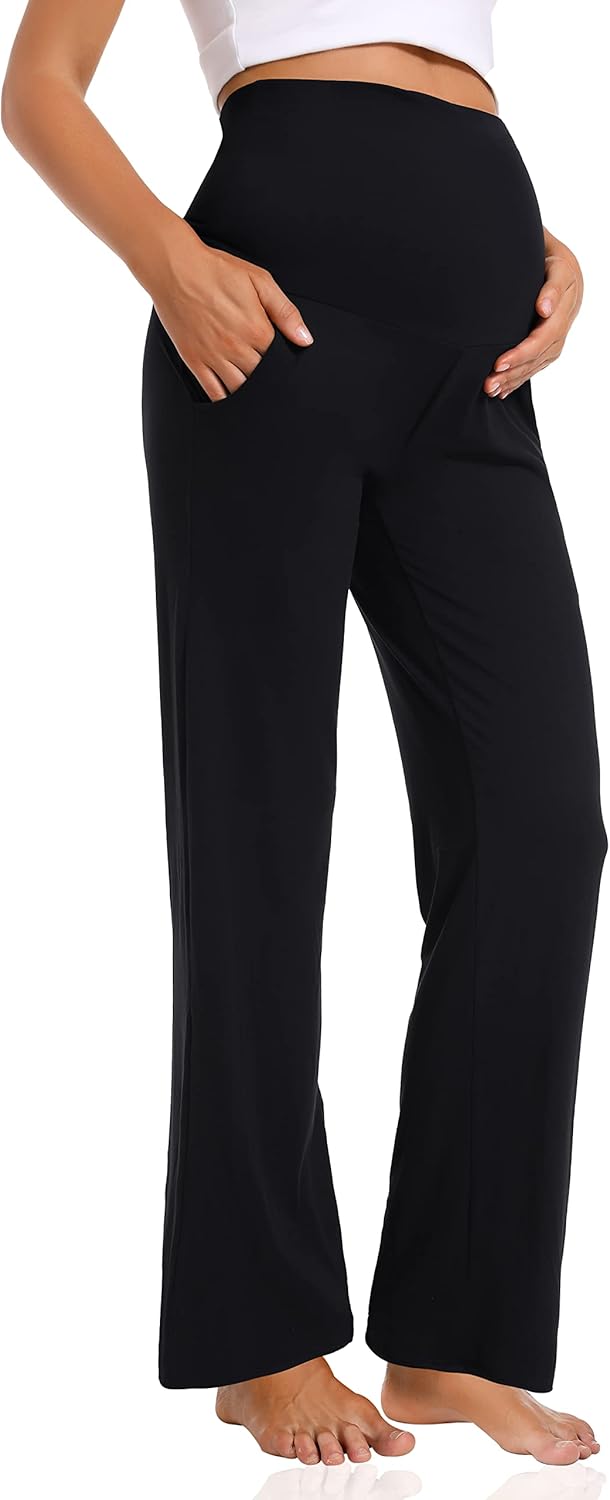 Detalle de Foucome Women's Maternity Trousers: Casual, Loose & Cozy Wide-Leg with Pockets