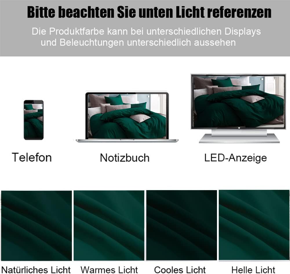 Thumbnail 2 de Soifox Bettwäsche 200x220 Grün – Mikrofaser 2-teilige Set mit Reißverschluss, waschbar bis 60 °C