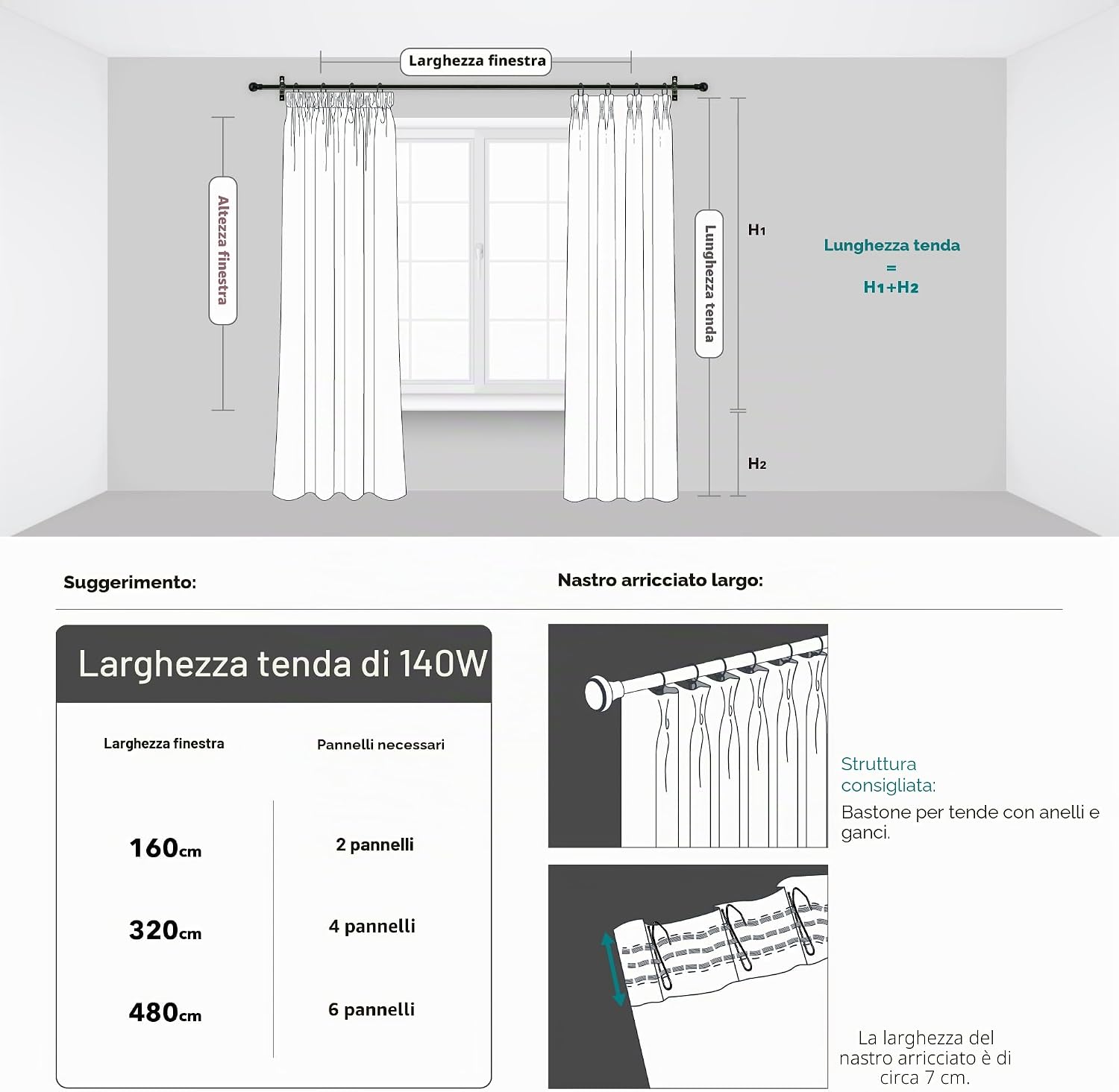 Thumbnail 6 de Deconovo Tende Oscuranti per Camera da Letto 2 Pezzi, 140x200 cm, Nero – oscuranti termiche plissettate