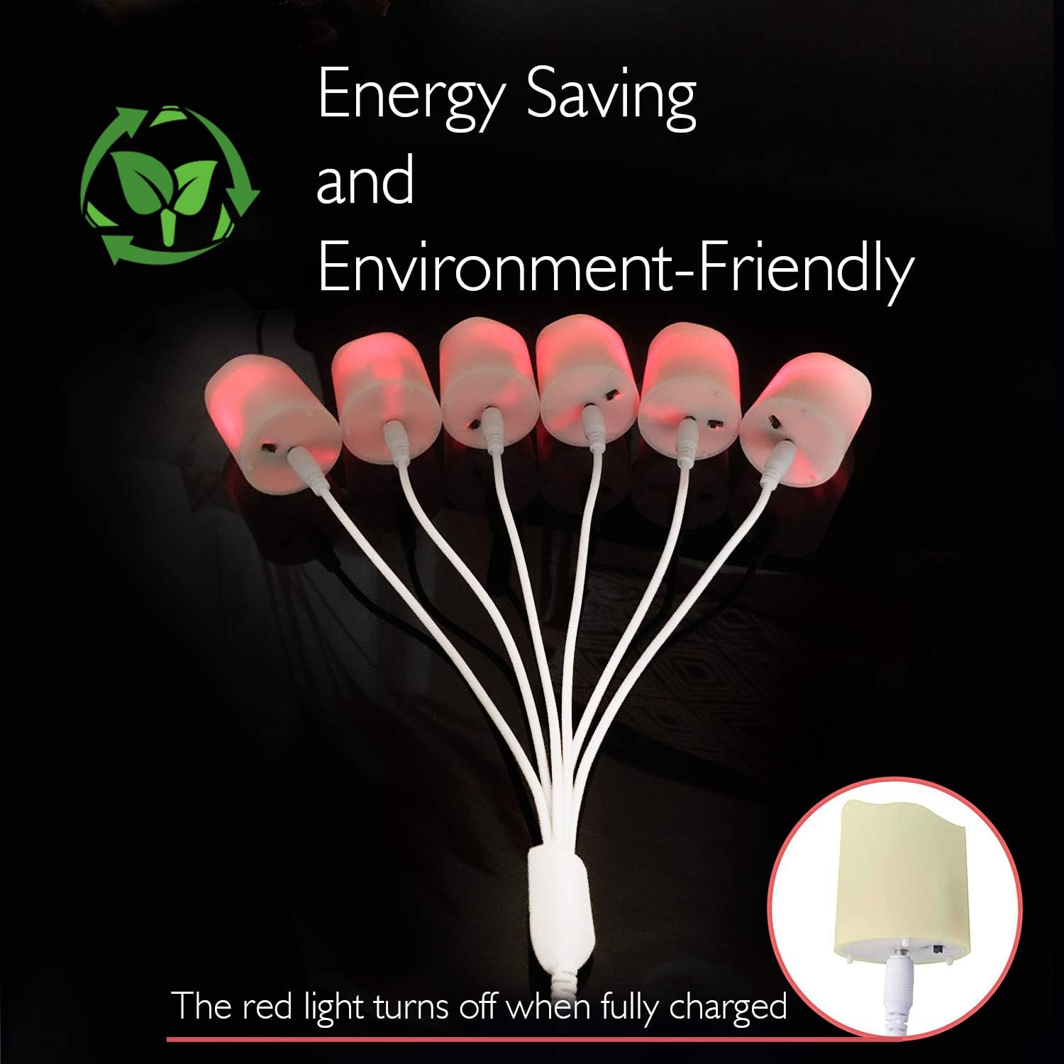 Detalle de Rechargeable LED tealights with remote, 6-pack