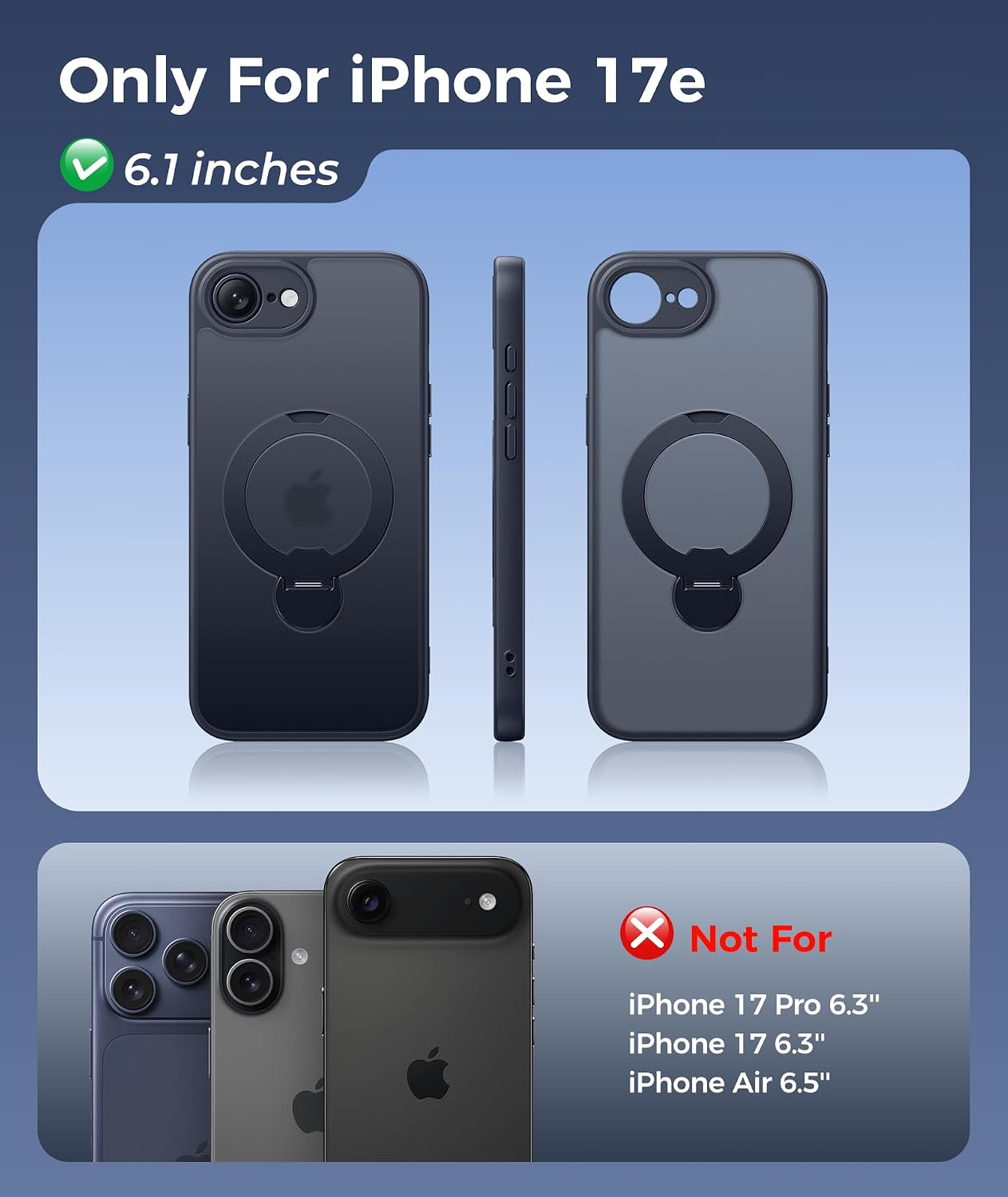 Thumbnail 1 de FNTCASE for iPhone 17e/16e Case with 360 Spin Magnetic Stand — MagSafe Compatible, Screen Protector & Military-Grade Protection