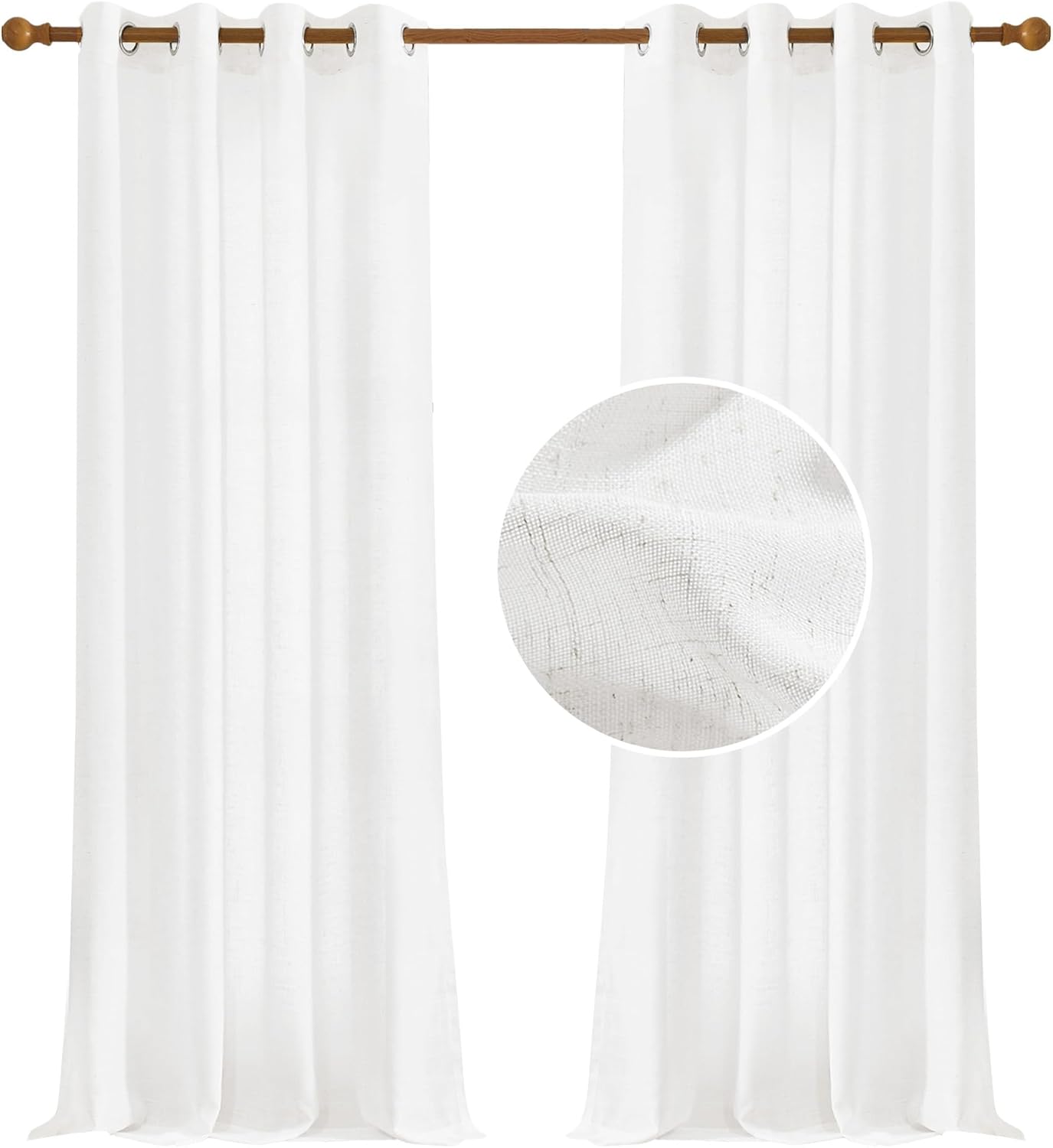 Thumbnail 6 de Deconovo Semi-Transparent Net Curtains: White Linen Sheer Voile, 2 Panels (55 x 54 Inches)
