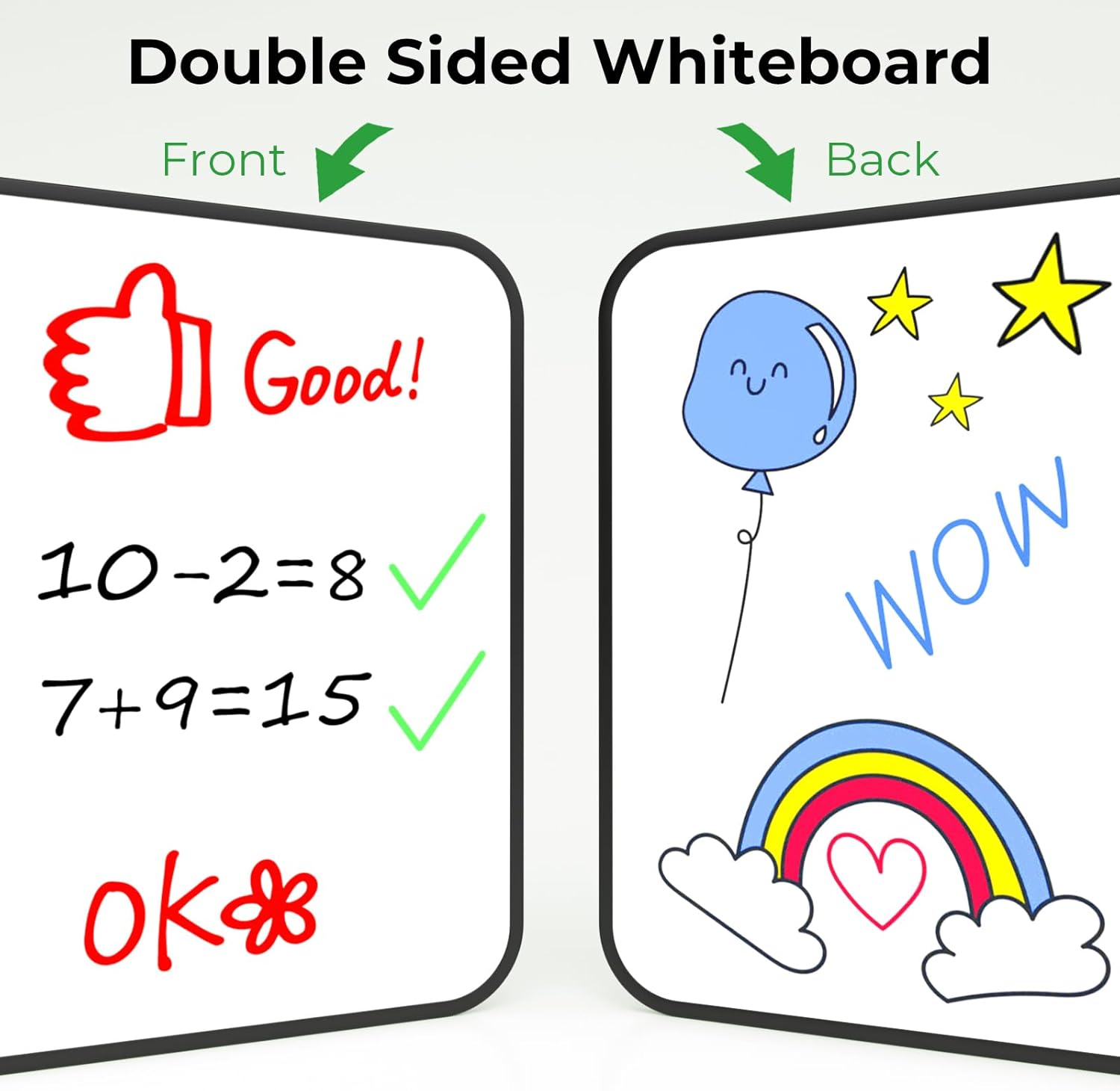 Detalle de Nicpro A3 Magnetic Dry Erase Whiteboard with 8 Markers and 1 Eraser (Double-Sided) – Black Frame