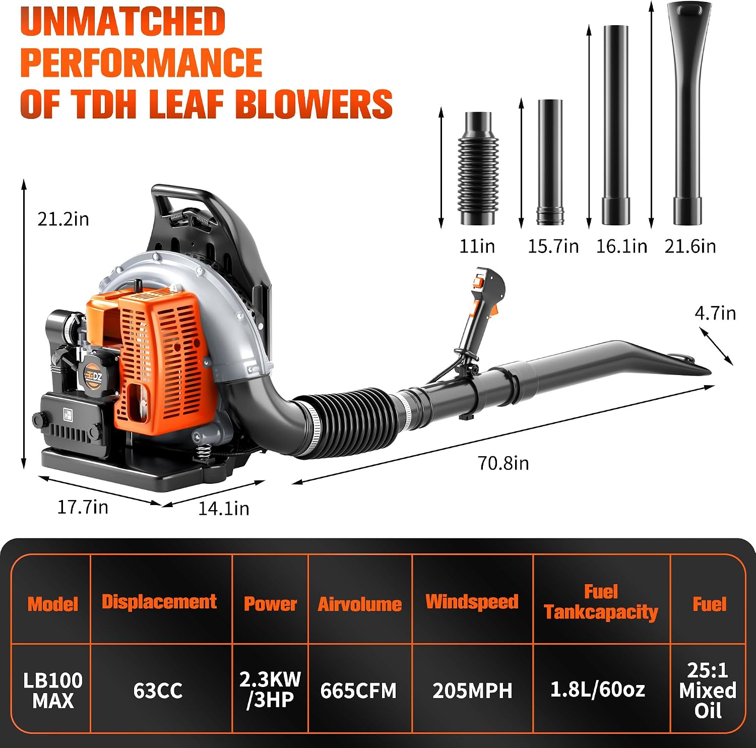Thumbnail 1 de TDH Backpack Leaf Blower 63CC