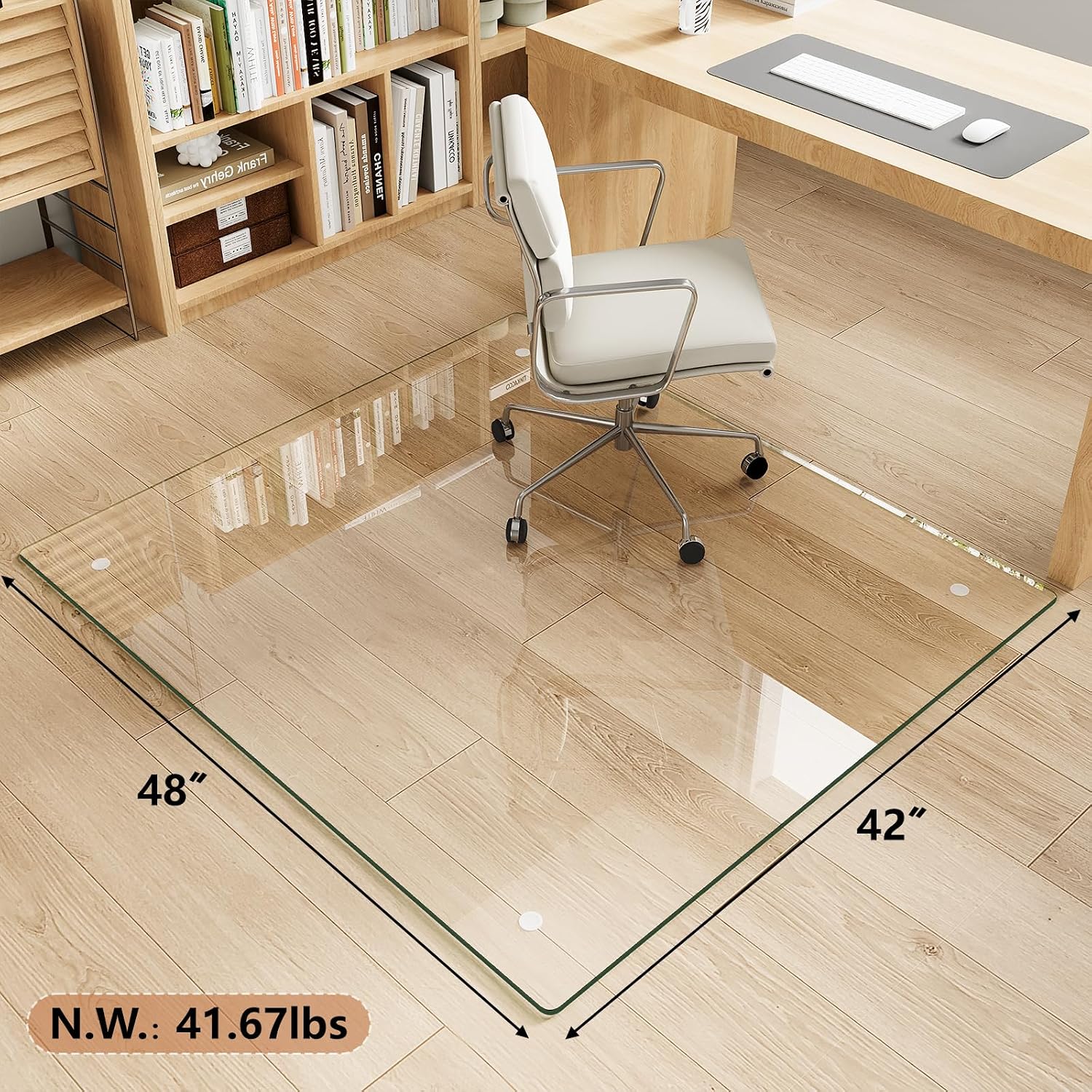 Thumbnail 3 de MYSUNORIA 42" x 48" Tempered Glass Chair Mat, 0.19" Thick, 1,000 lb Capacity