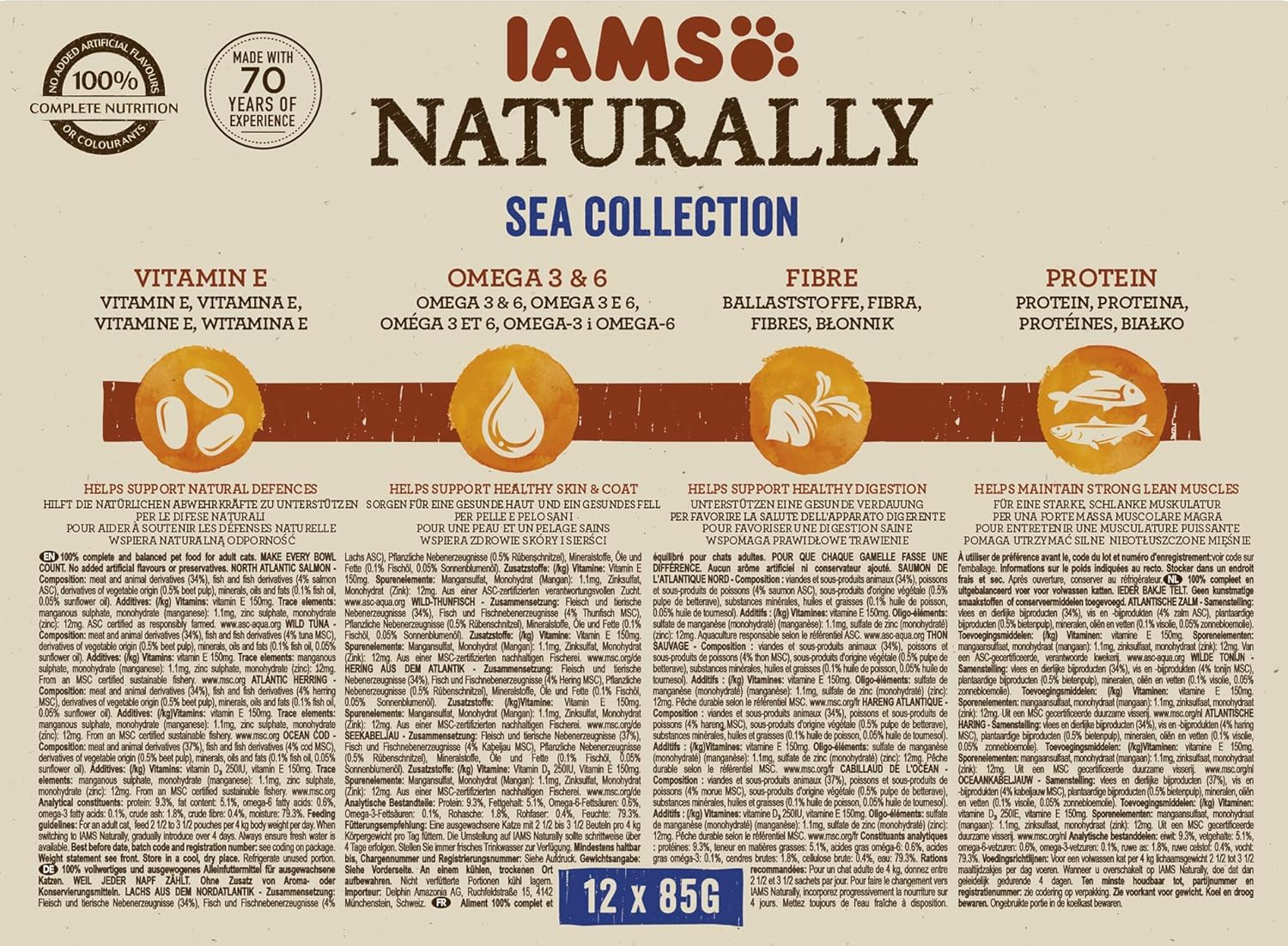 Detalle de IAMS Naturally Cibo Umido per Gatti in Salsa Sea Collection – 12x85 g, con pesce per gatti adulti