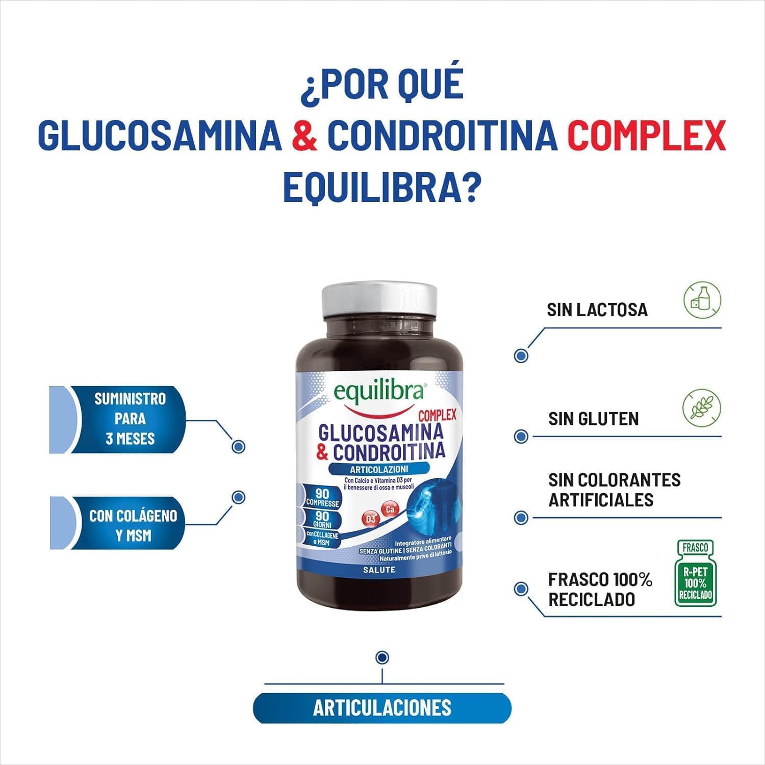 Thumbnail 2 de Equilibra Suplemento de Huesos con Glucosamina, Calcio y Vitamina D3 🦴