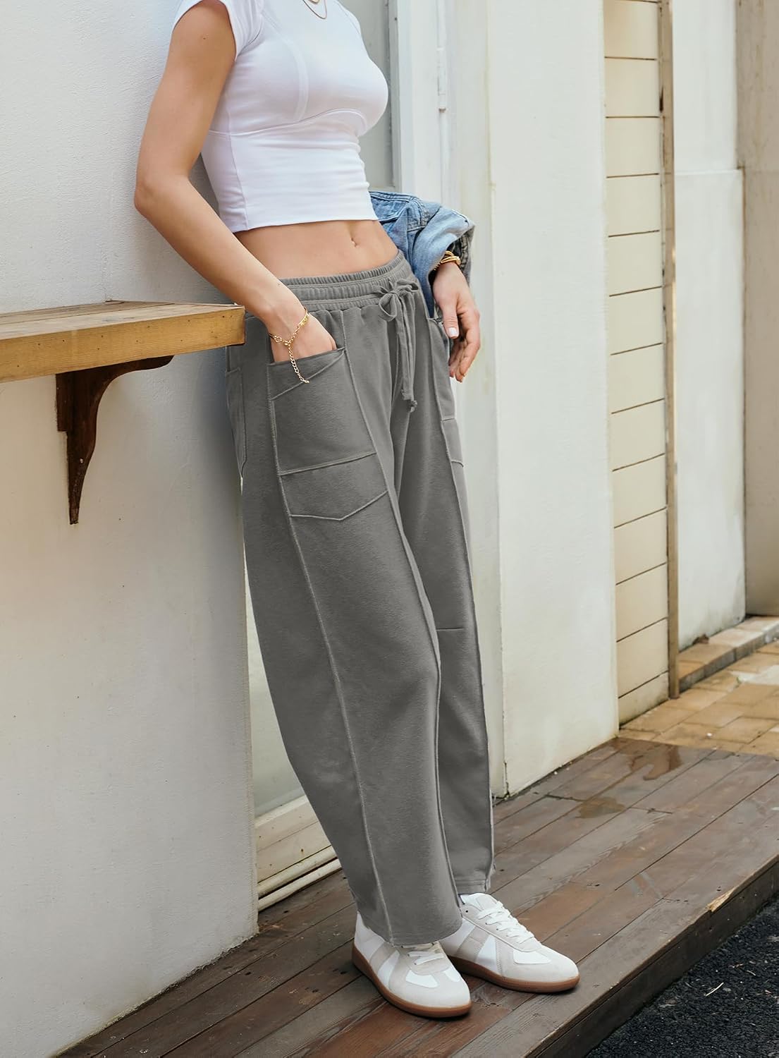 Detalle 2 de Yanekop Women's Baggy Wide-Leg Palazzo Pants with Side Pockets