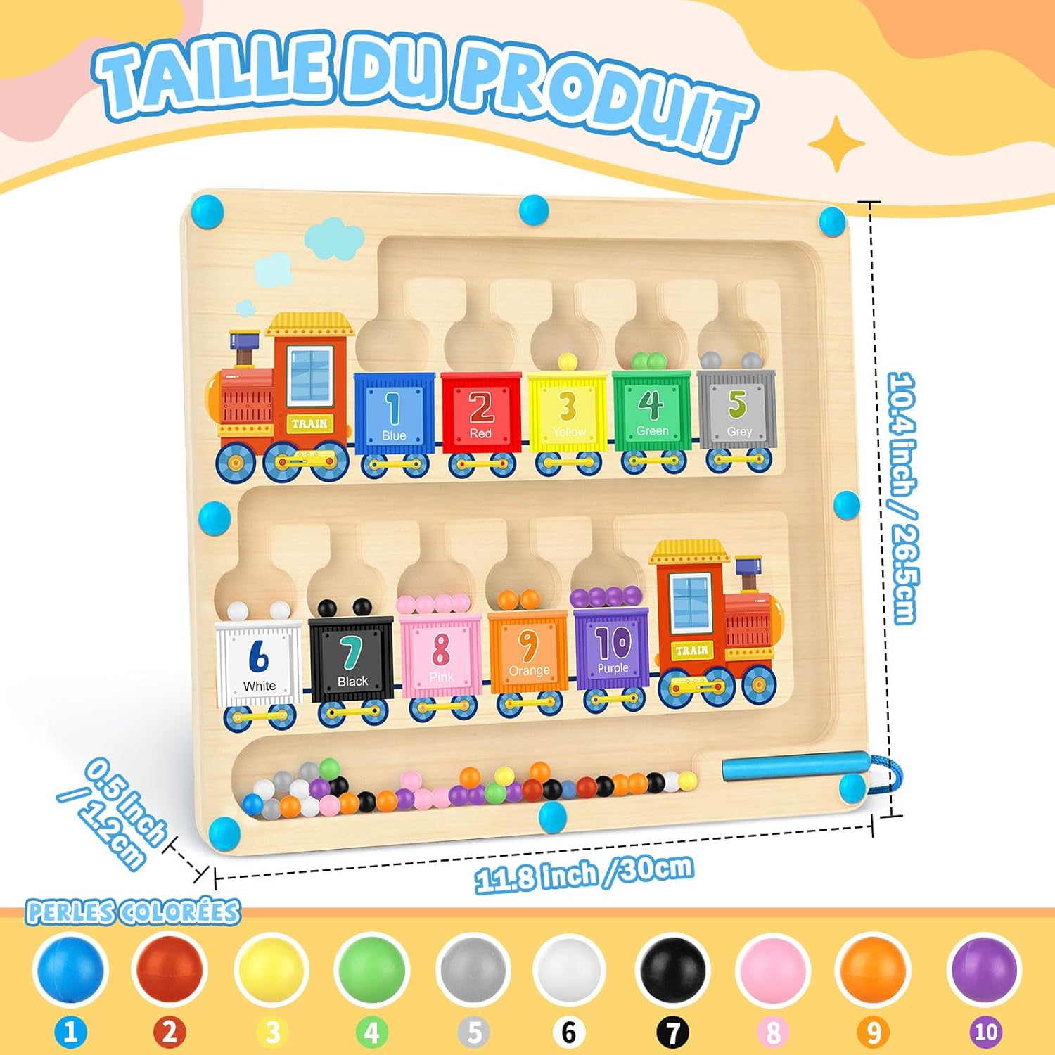 Thumbnail 3 de Jouets Montessori labyrinthe magnétique chiffres et couleurs pour enfants dès 3 ans