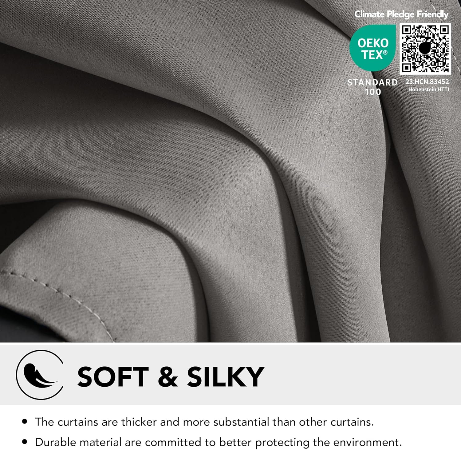 Thumbnail 5 de Deconovo Verdunkelungsvorhang mit Ösen 245 x 140 cm (Hellgrau), 2er-Set