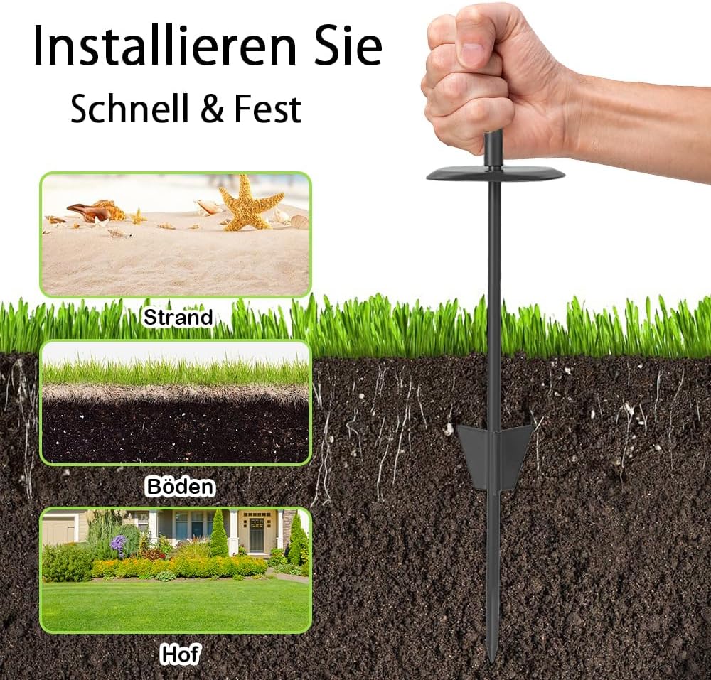 Thumbnail 3 de Bodenanker Hund – Erdanker für mittlere bis große Hunde bis zu 200 lbs, 360° Drehung, rostbeständiger Pflock, einfache Installation (Grün/Schwarz, 15 m oder 50 ft)