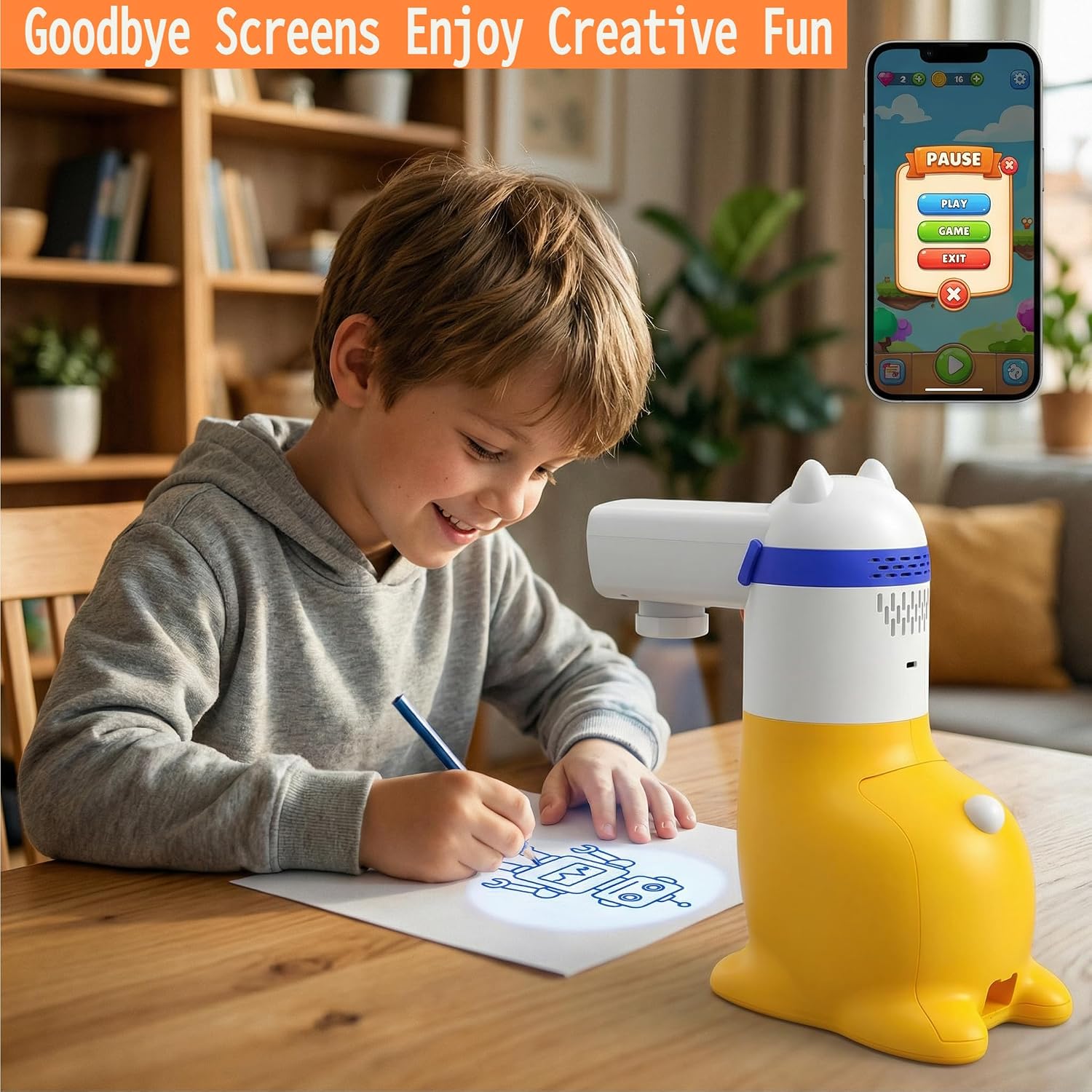 Detalle de Yoturetoys KI Zeichenprojektor für Kinder – smarte Malmaschine mit Foto-zu-Skizze & Sprachausgabe (Mint)