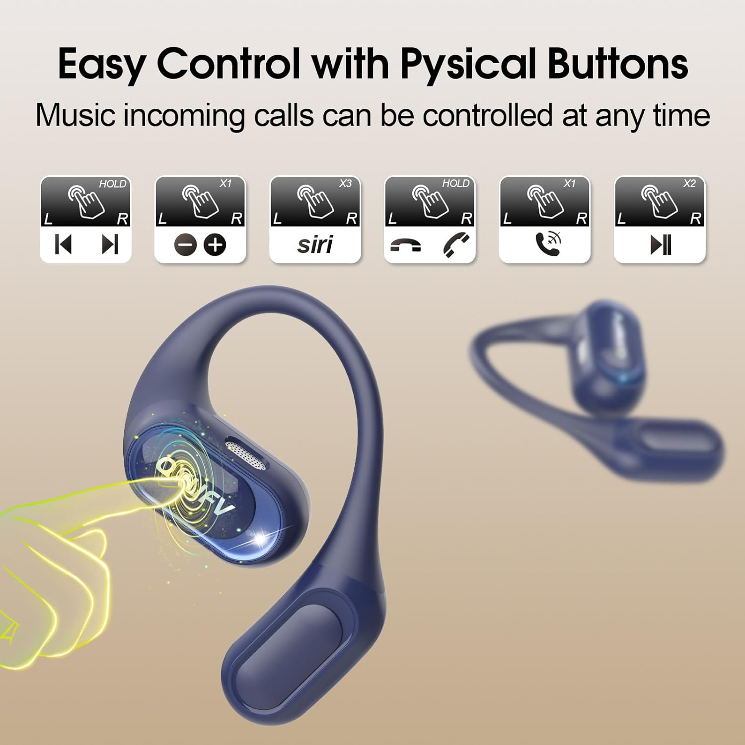 Thumbnail 6 de Open-Ear Bluetooth Headphones with Deep Bass and 48H Battery – Open Earbuds with IPX7 Waterproofing