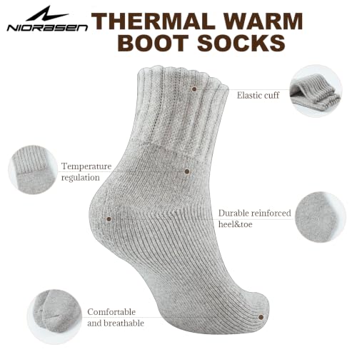Detalle de Niorasen Women's Thermal Wool Socks, 3 Pairs, Full Cushion, Black and Grey