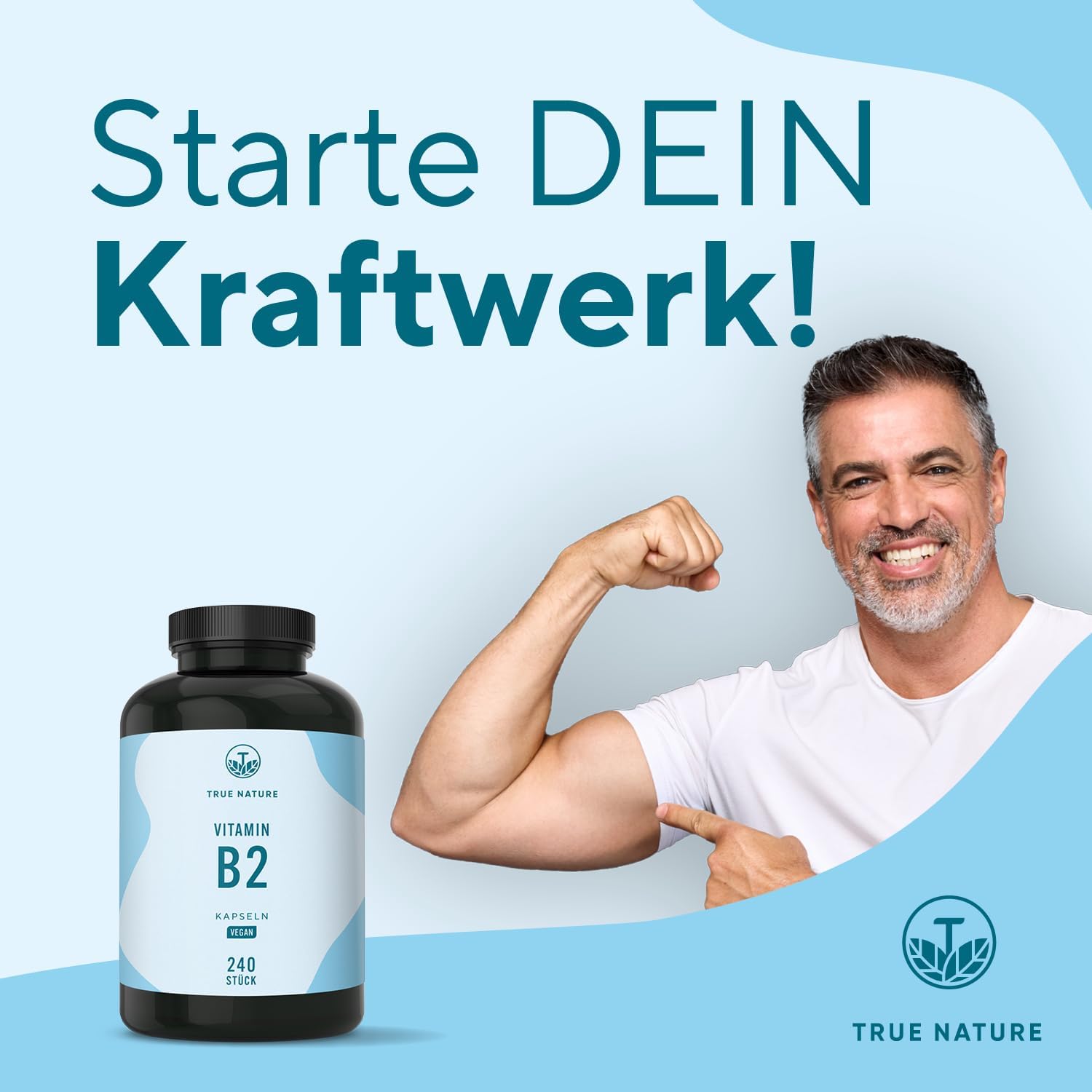 Detalle 2 de Vitamin B2 Riboflavin Hochdosiert 250 mg – 240 Kapseln (Big Pack) | Vegan & Made in Germany