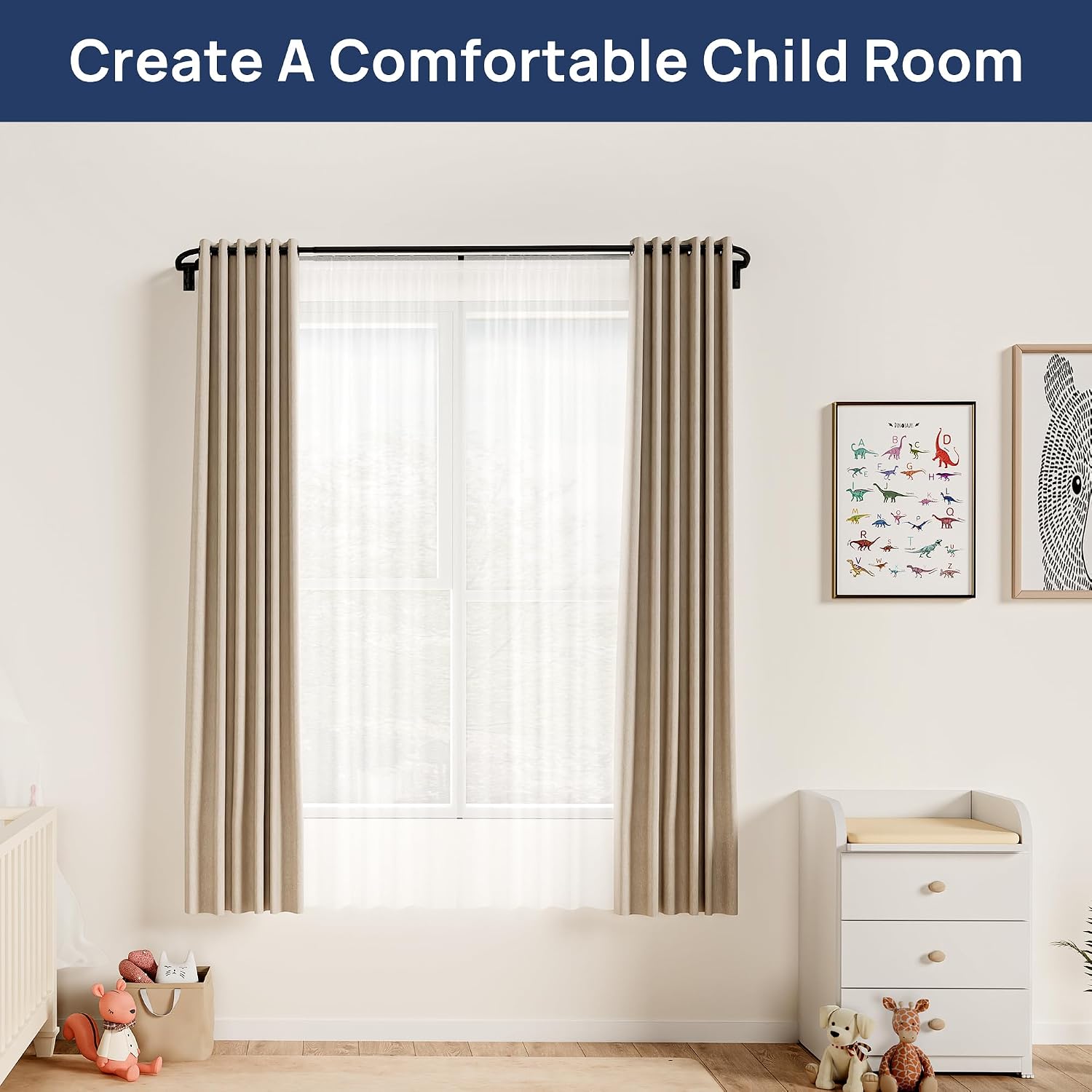 Thumbnail 4 de ENJOYBASICS CREB0037AMUS Double Curtain Rod, Adjustable 28–48 in, Black