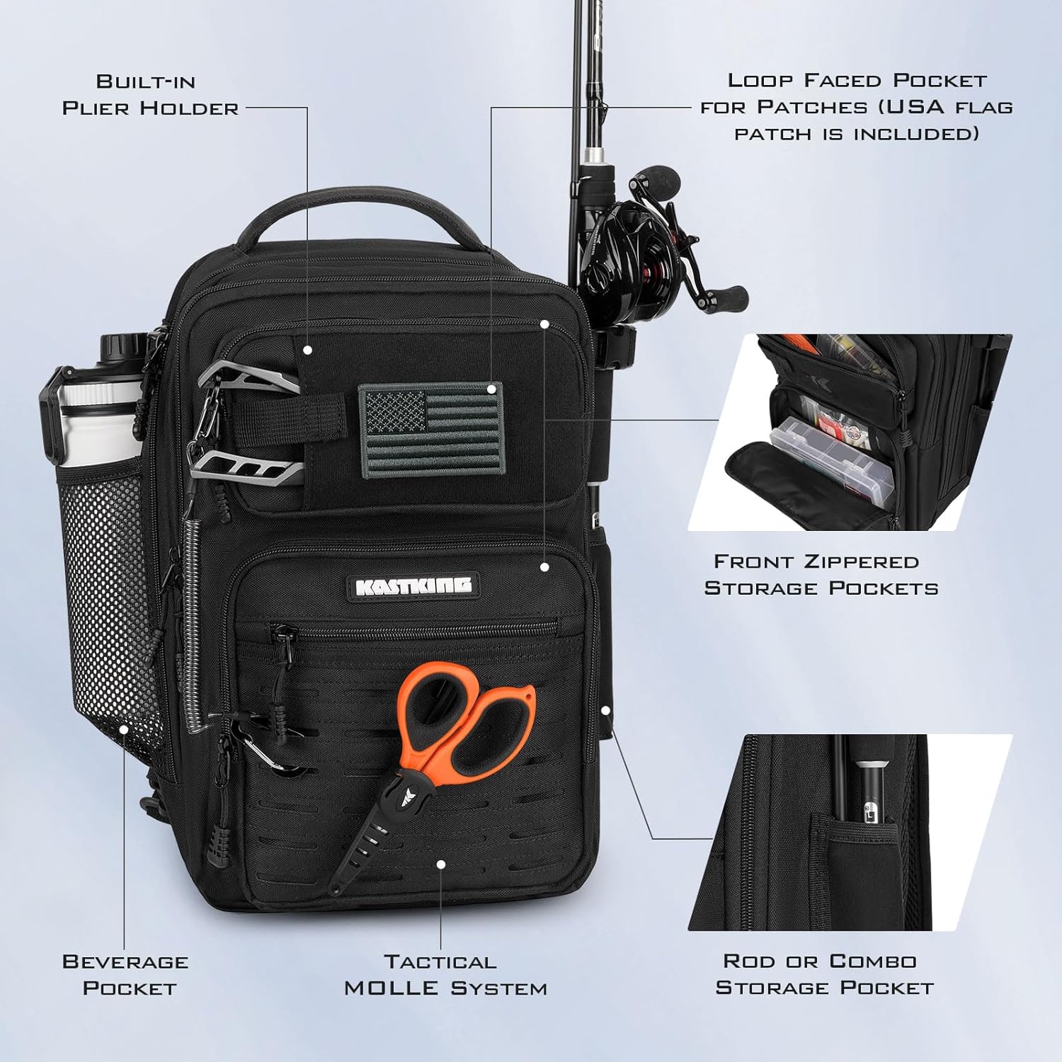 Thumbnail 2 de KastKing BlowBak Tactical Sling Tackle Bag (Lightweight Fishing Backpack Storage) — 16.9 x 10.6 x 8.3 in