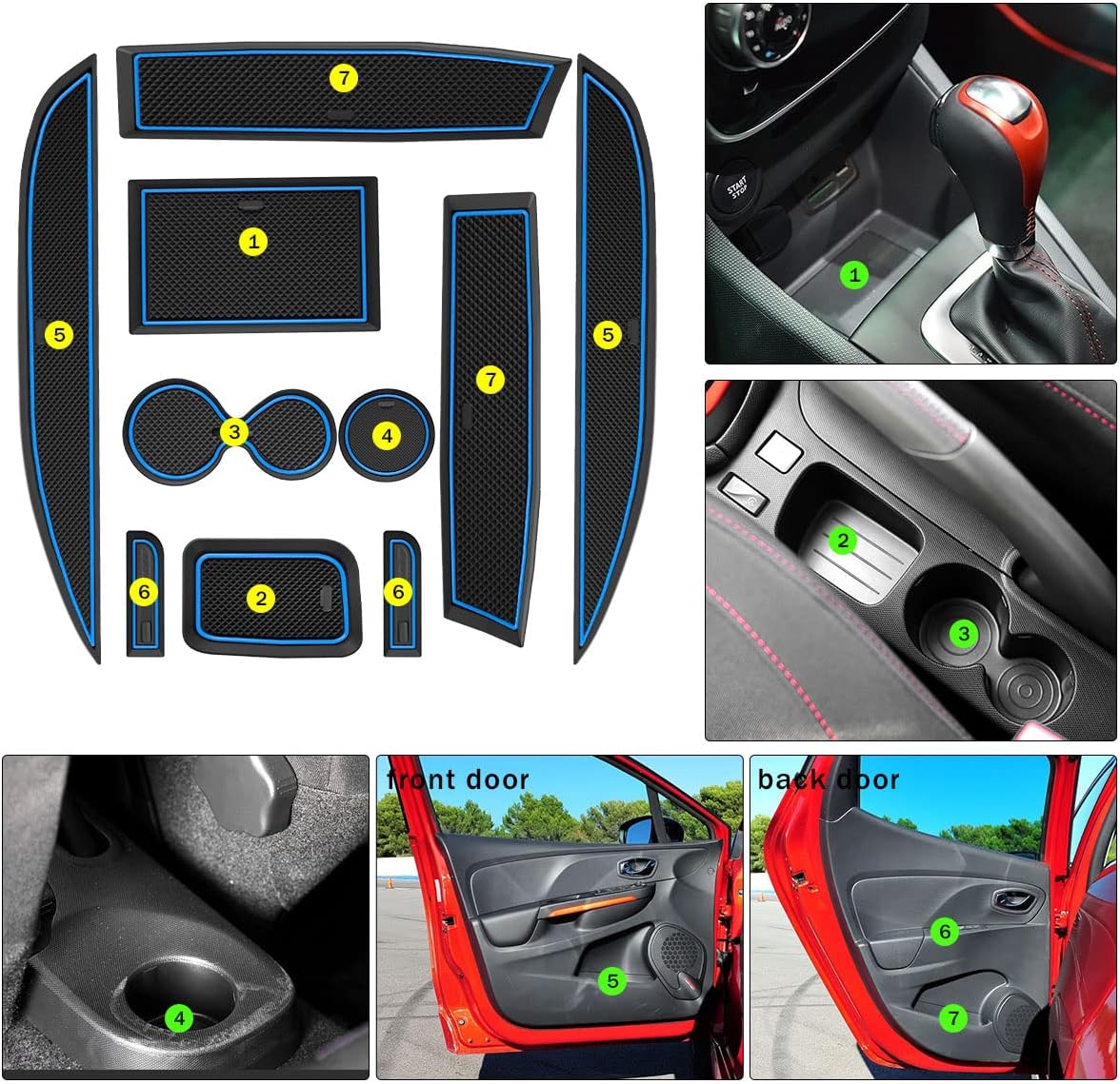 Thumbnail 6 de MARCHFA Anti Dust Car Mats for Clio 4 (2013-2019) – 11 Pieces, Blue Trim