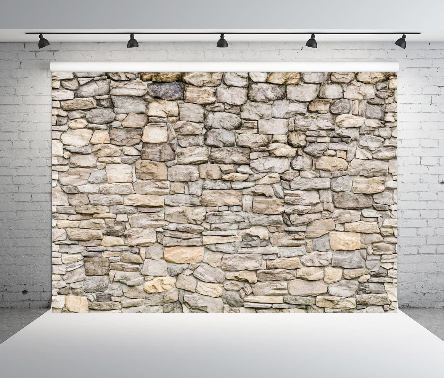 Detalle de BELECO 2.1x1.5m fabric rock stone wall backdrop (vintage brick/rock) for photoshoots & parties