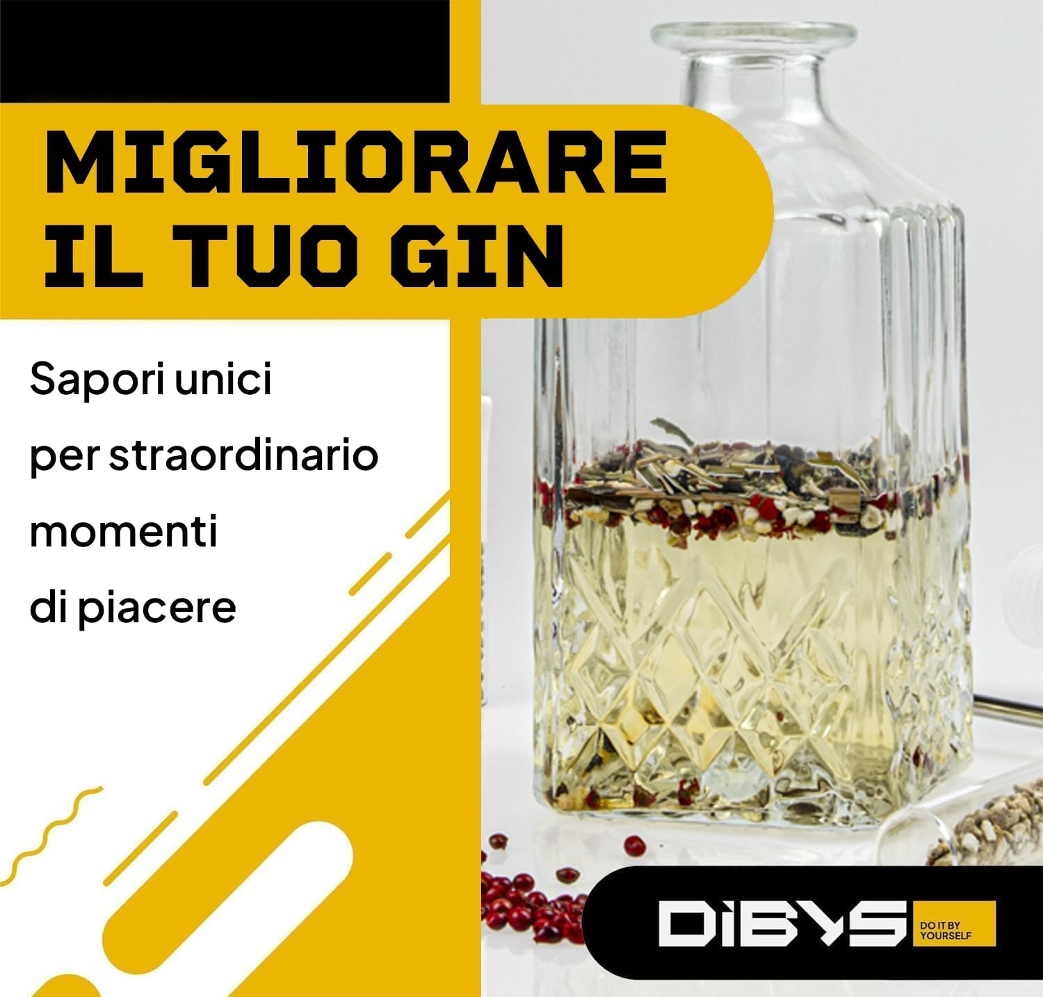 Thumbnail 1 de DIBYS Mini Kit Gin Botanico fai-da-te con 12 spezie naturali, carte ricetta e scatola in legno