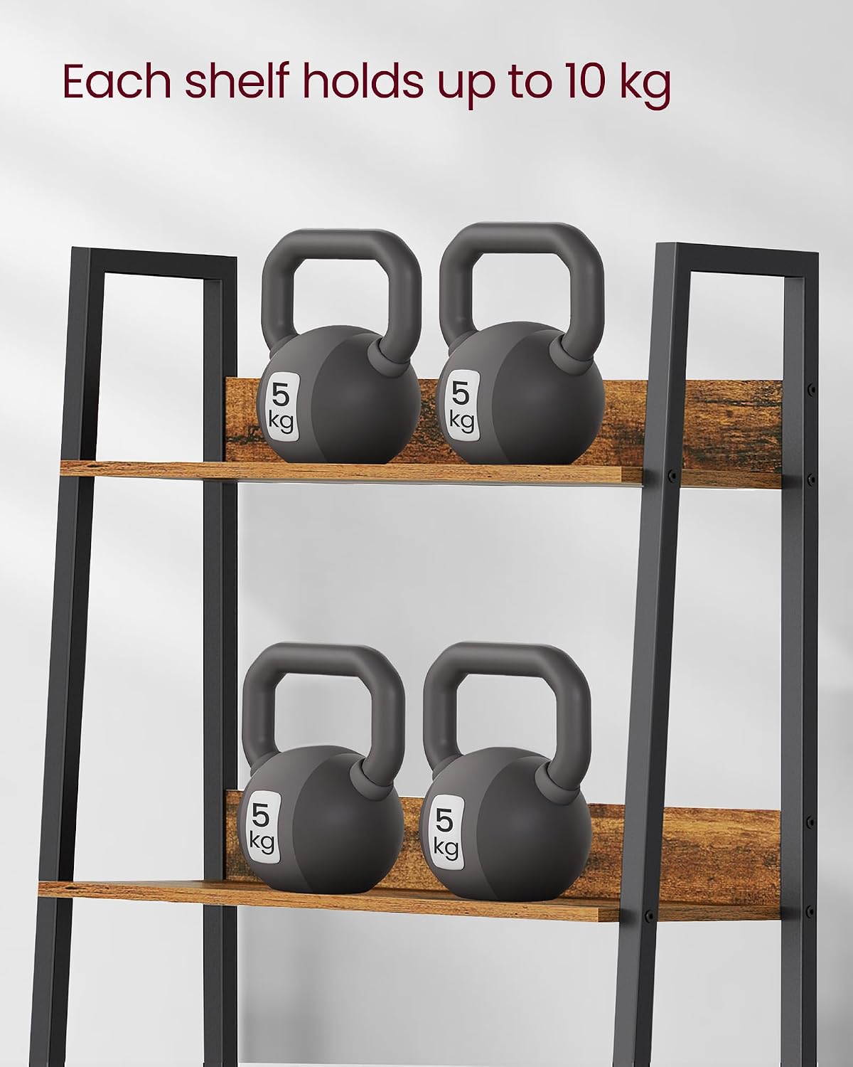 Detalle 2 de VASAGLE LLS067B01 BARNET 5-Tier Ladder Shelf, Rustic Brown and Black