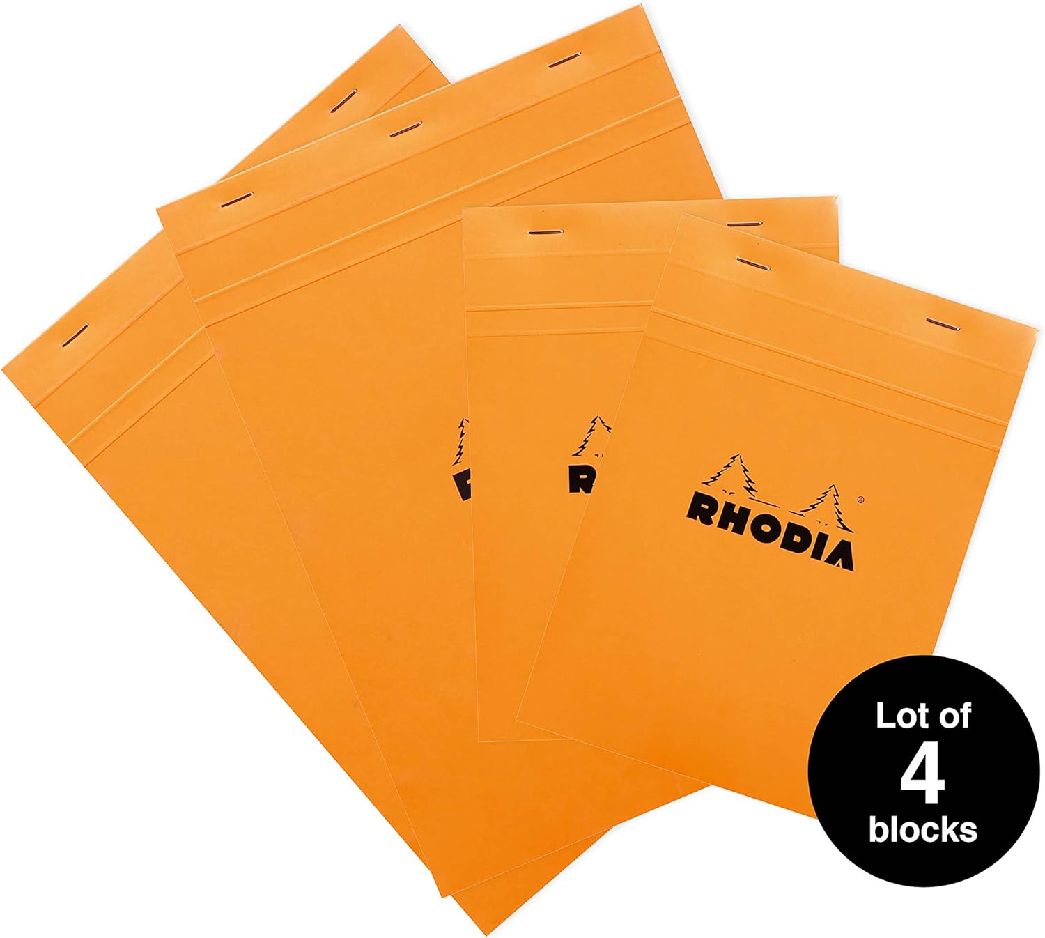 Detalle de RHODIA 16800Amzc Lot de 4 Bloc-Notes Agrafés Orange – 2 formats, papier Clairfontaine 80 g/m²