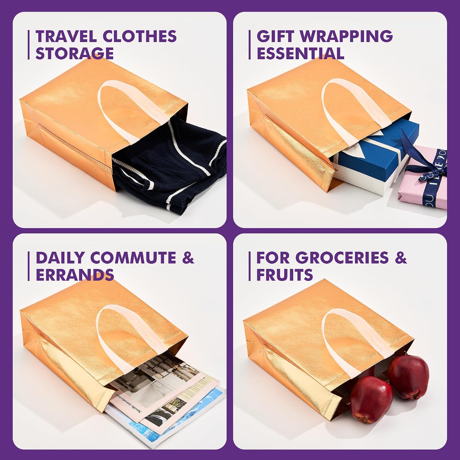 Detalle de PACKINNO Reusable Gift Bags, 8 x 4 x 10 Inches