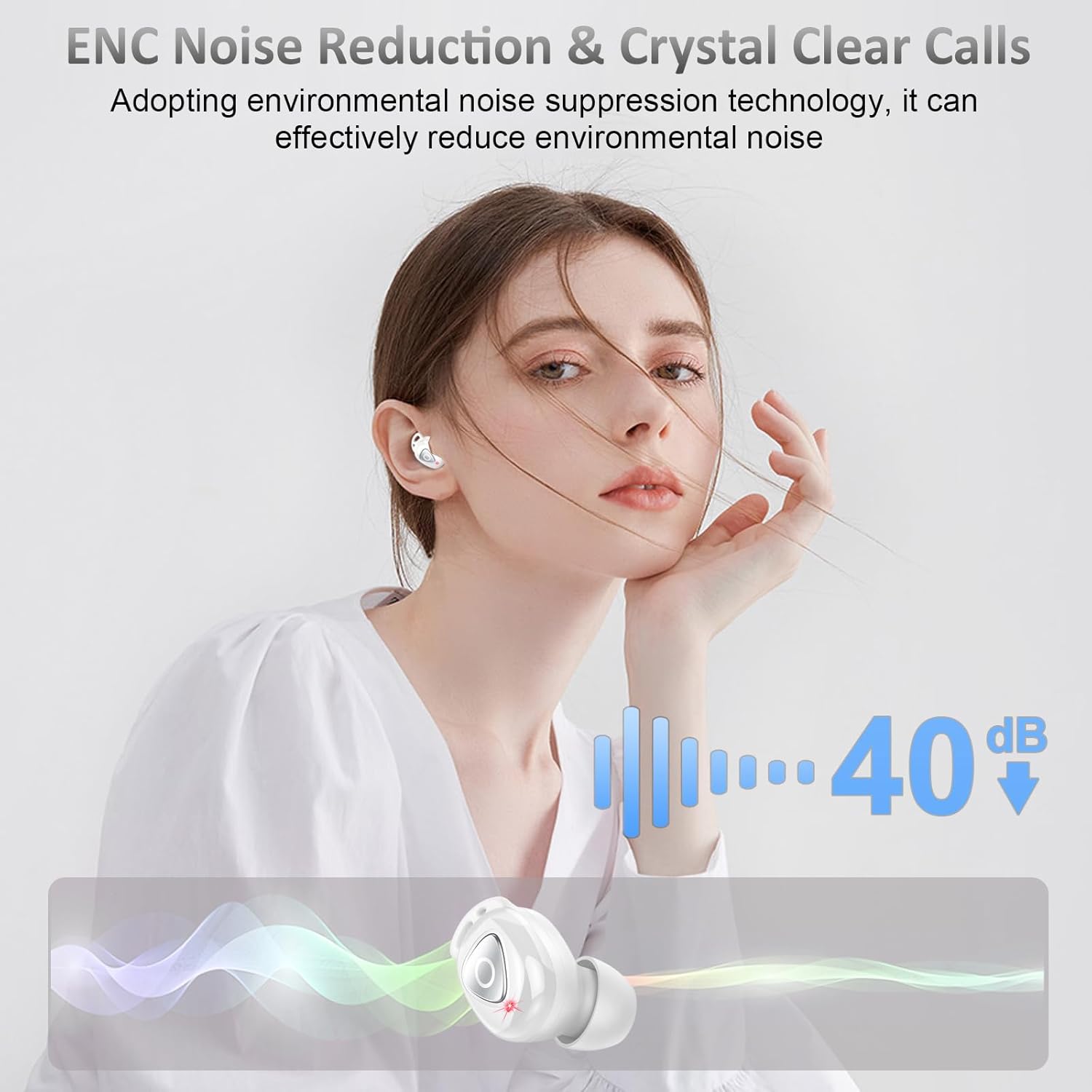 Thumbnail 2 de buwy Bluetooth In-Ear Kopfhörer (kabellos) mit Bluetooth 5.4, 4 ENC Noise Cancelling Mic, IP7, rosa