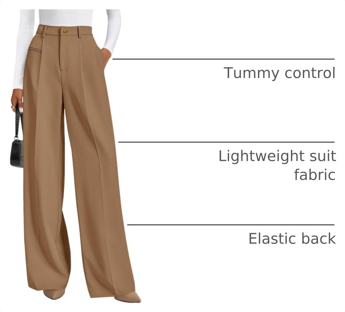 Thumbnail 3 de PRETTYGARDEN Women's Wide-Leg Work Pants, High-Waisted with Elastic Back