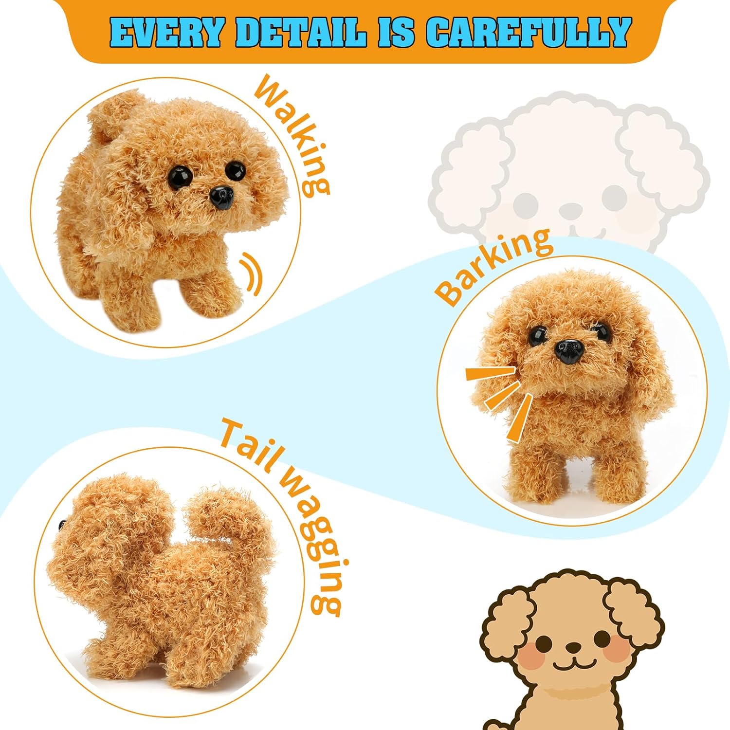 Detalle de KSABVAIA Plush Teddy Toy Puppy Electronic Interactive Dog