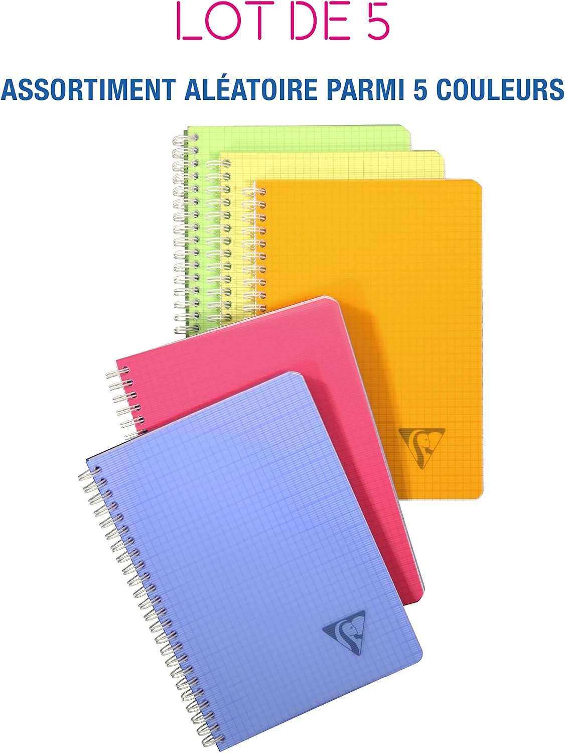 Detalle 2 de Clairefontaine Collection Linicolor Fresh – Lot de 5 carnets à spirale A5 (180 pages, 90 g, pétits carreaux)