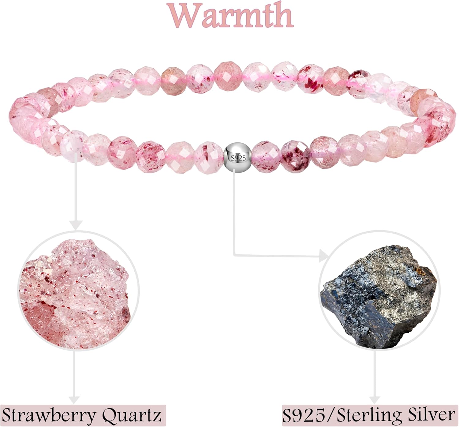 Thumbnail 3 de Farfume 4 mm Edelstein-Perlenarmband aus 925 Silber (elastisch) – Chakra/Spiritueller Schmuck für Damen