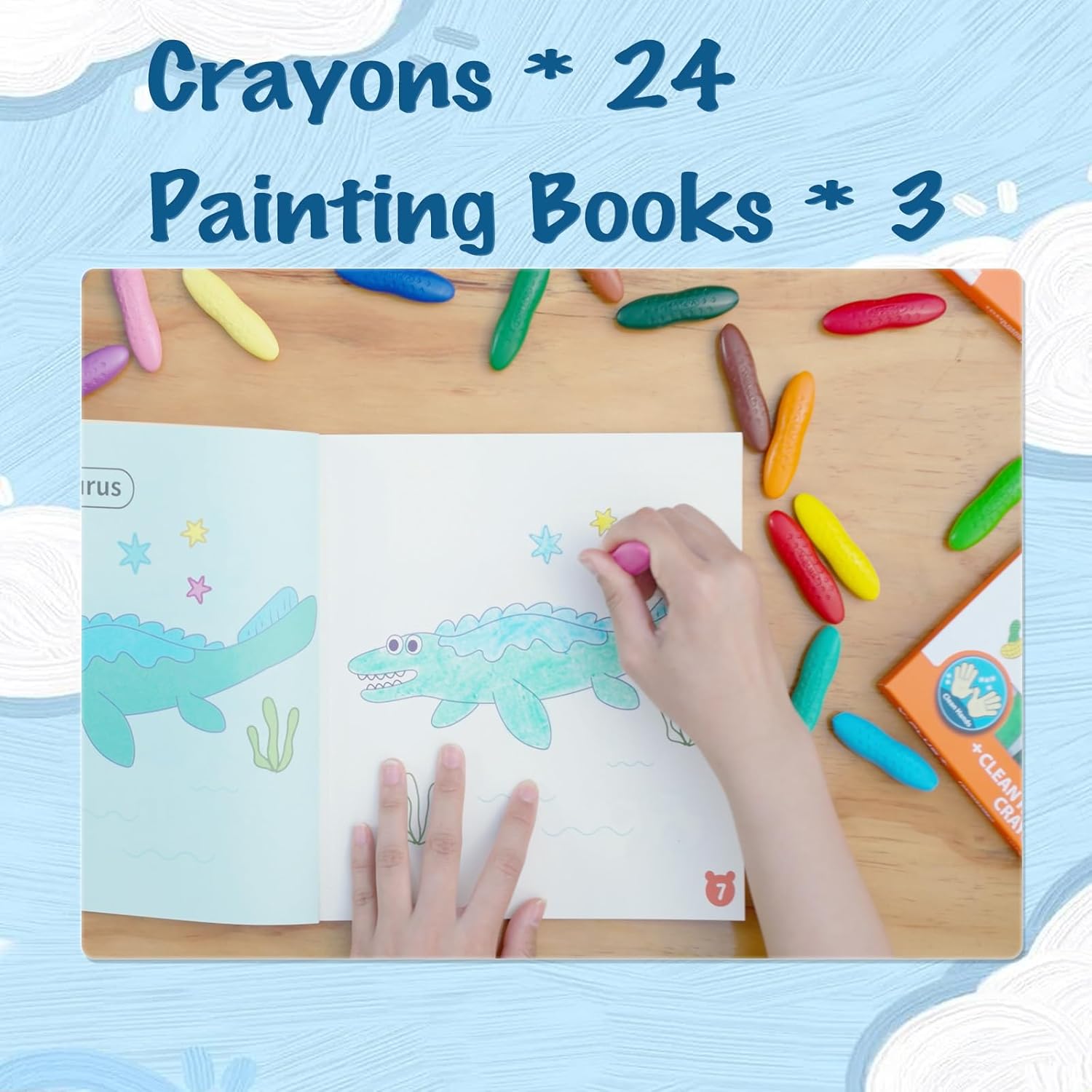 Thumbnail 1 de YPLUS 24 Colours Peanut Crayons with 3 Painting Books for Kids (washable, non-toxic) – for ages 2–4+